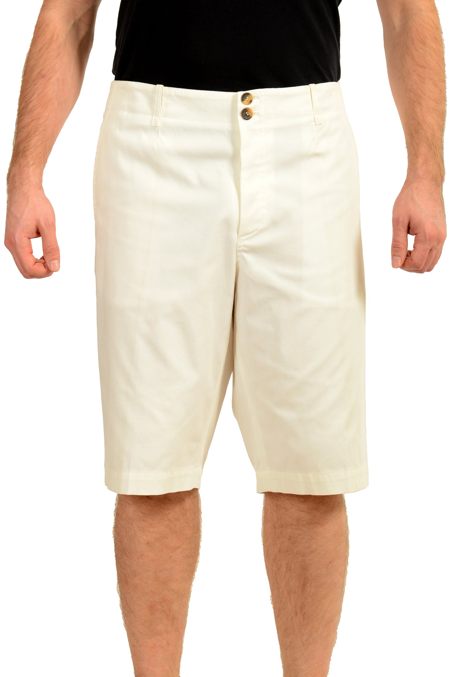 Malo Men's Ivory Flat Front Bermuda Shorts US 40 IT 56