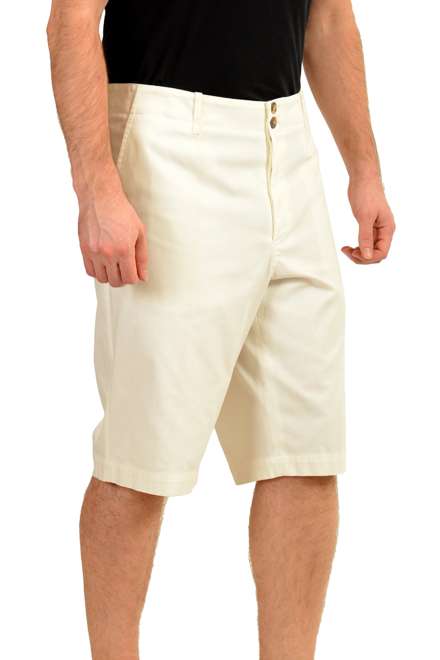 Malo Men's Ivory Flat Front Bermuda Shorts US 40 IT 56