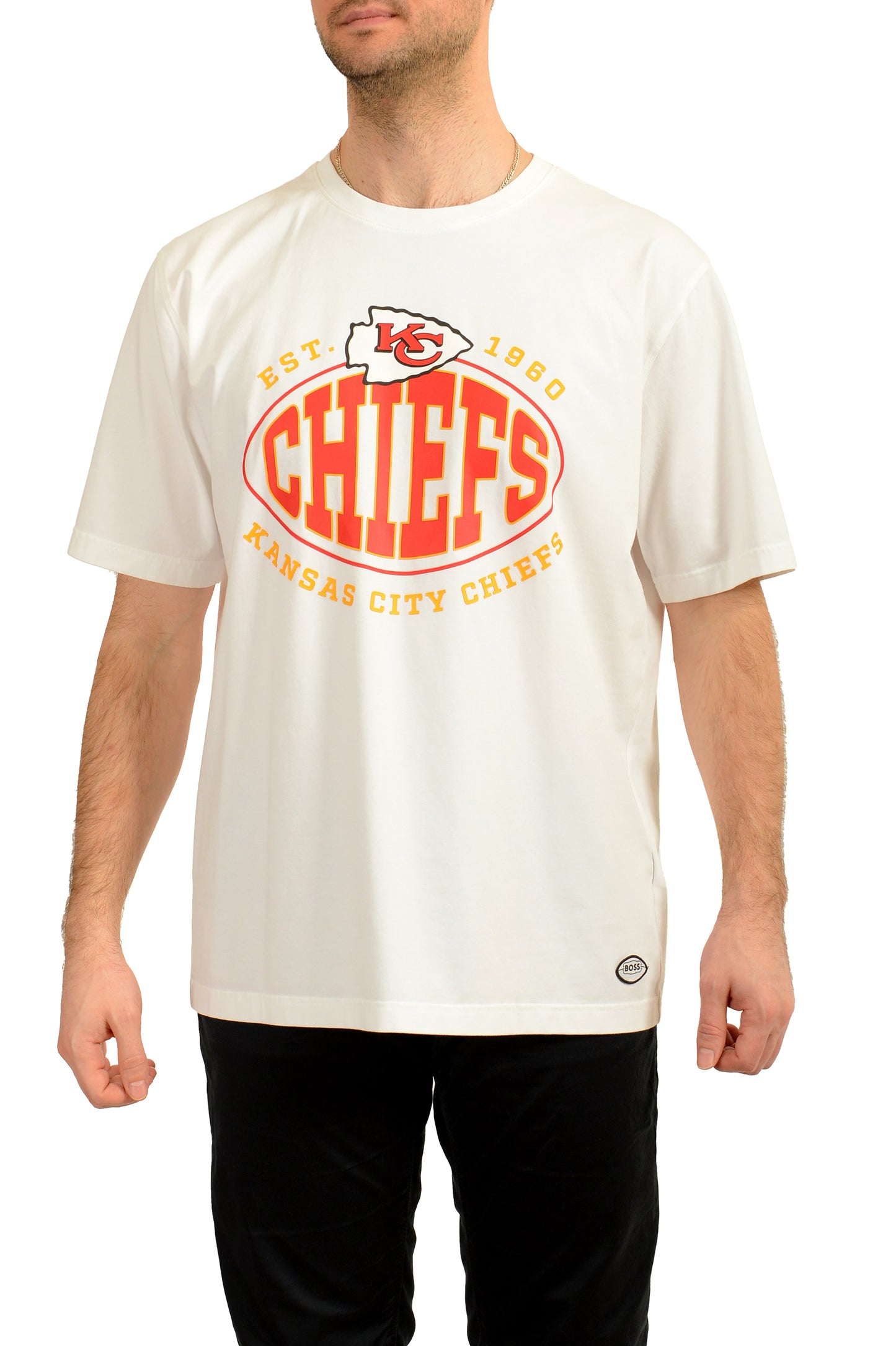 Hugo BossXNFL Men's "Trap_NFL" White Crewneck Short Sleeve T-Shirt US 2XL IT 56