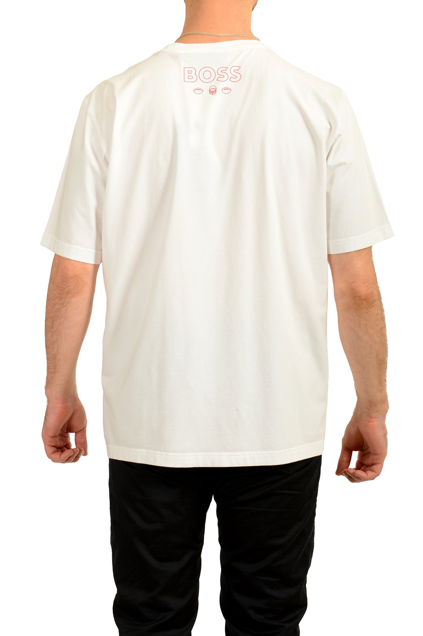 Hugo BossXNFL Men's "Trap_NFL" White Crewneck Short Sleeve T-Shirt US 2XL IT 56