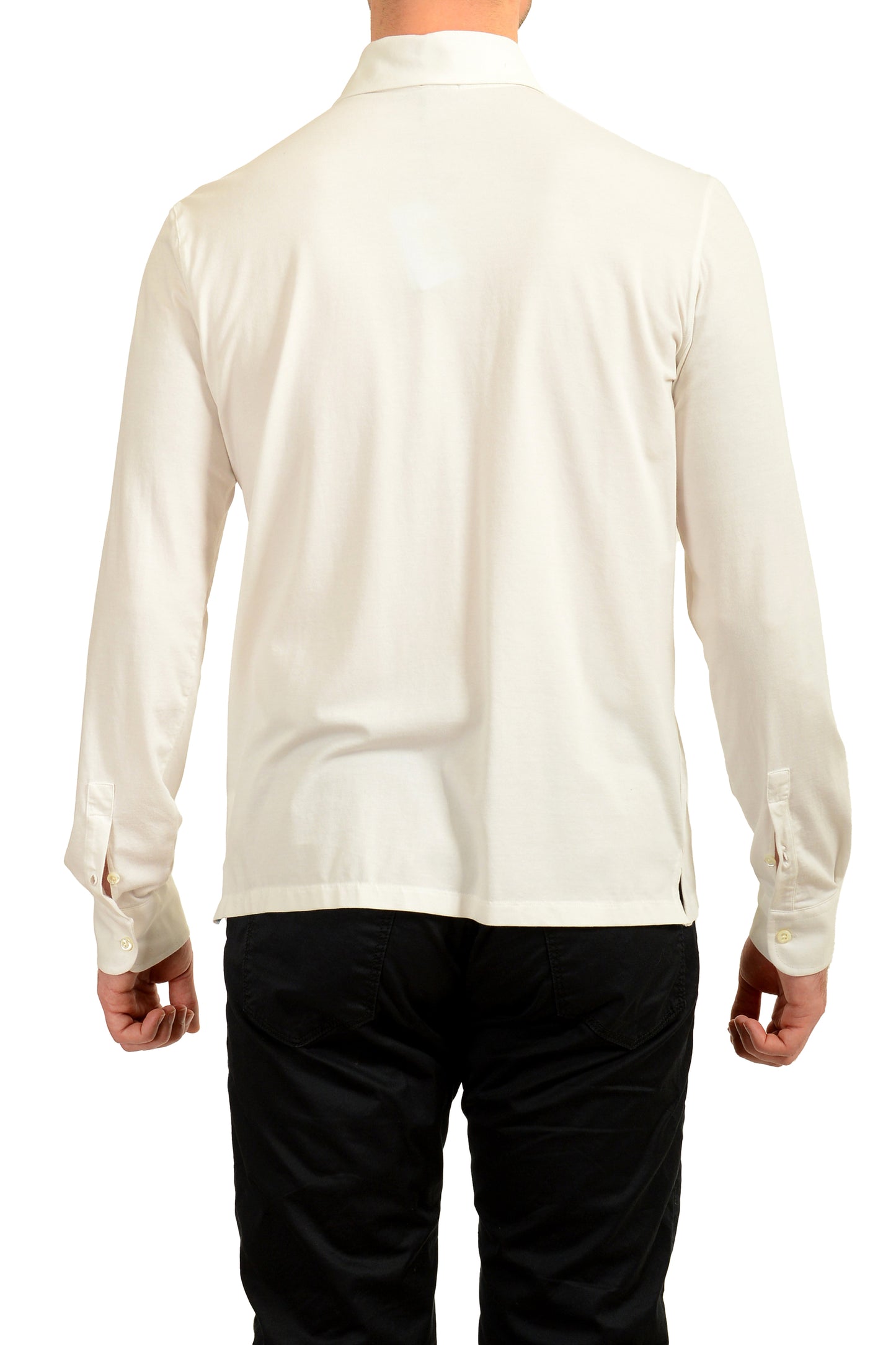 Malo Men's White Silk Long Sleeve Casual Shirt US M IT 50