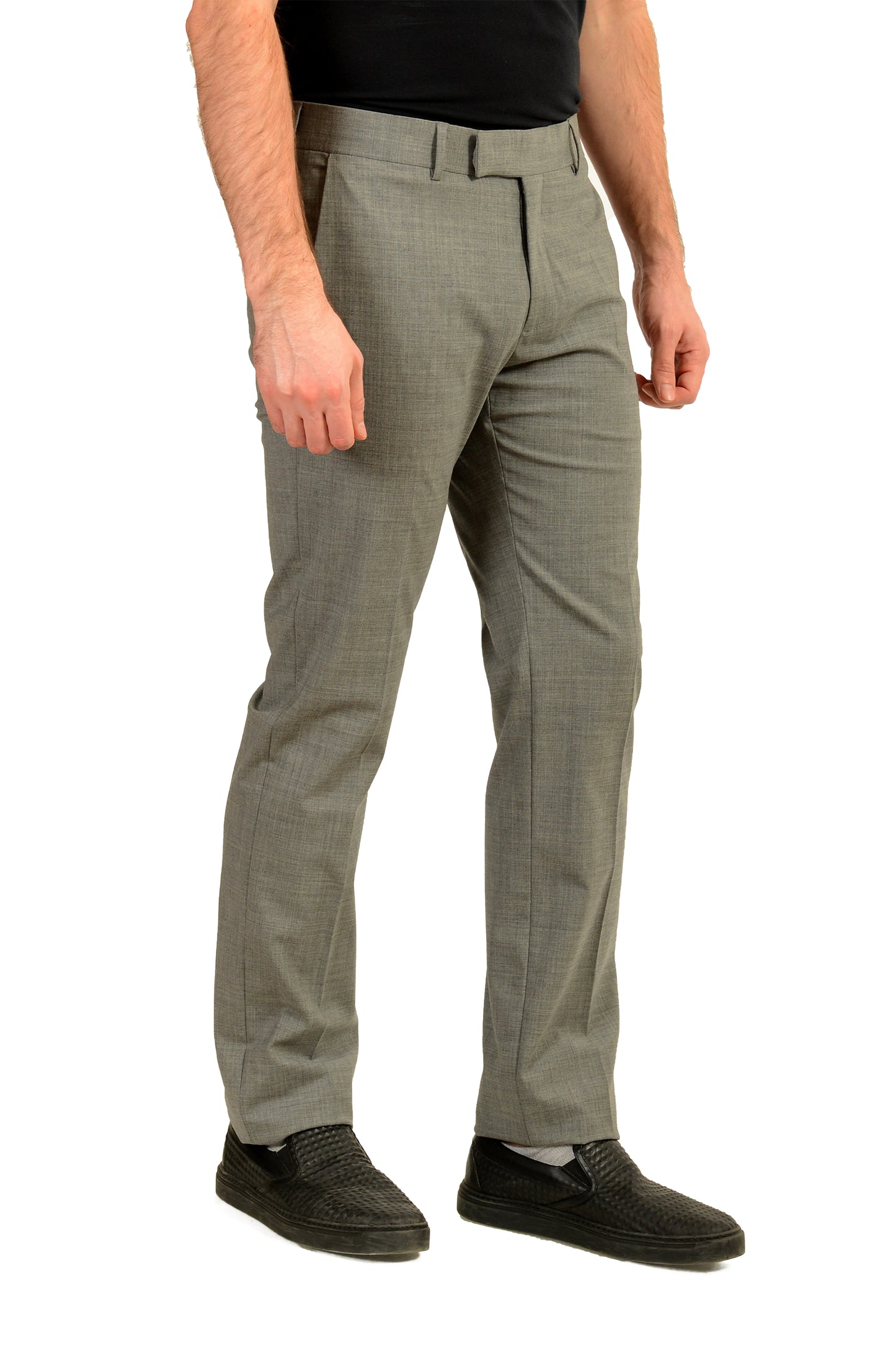 Malo Men's Gray Wool Flat Front Dress Pants US 36 IT 52