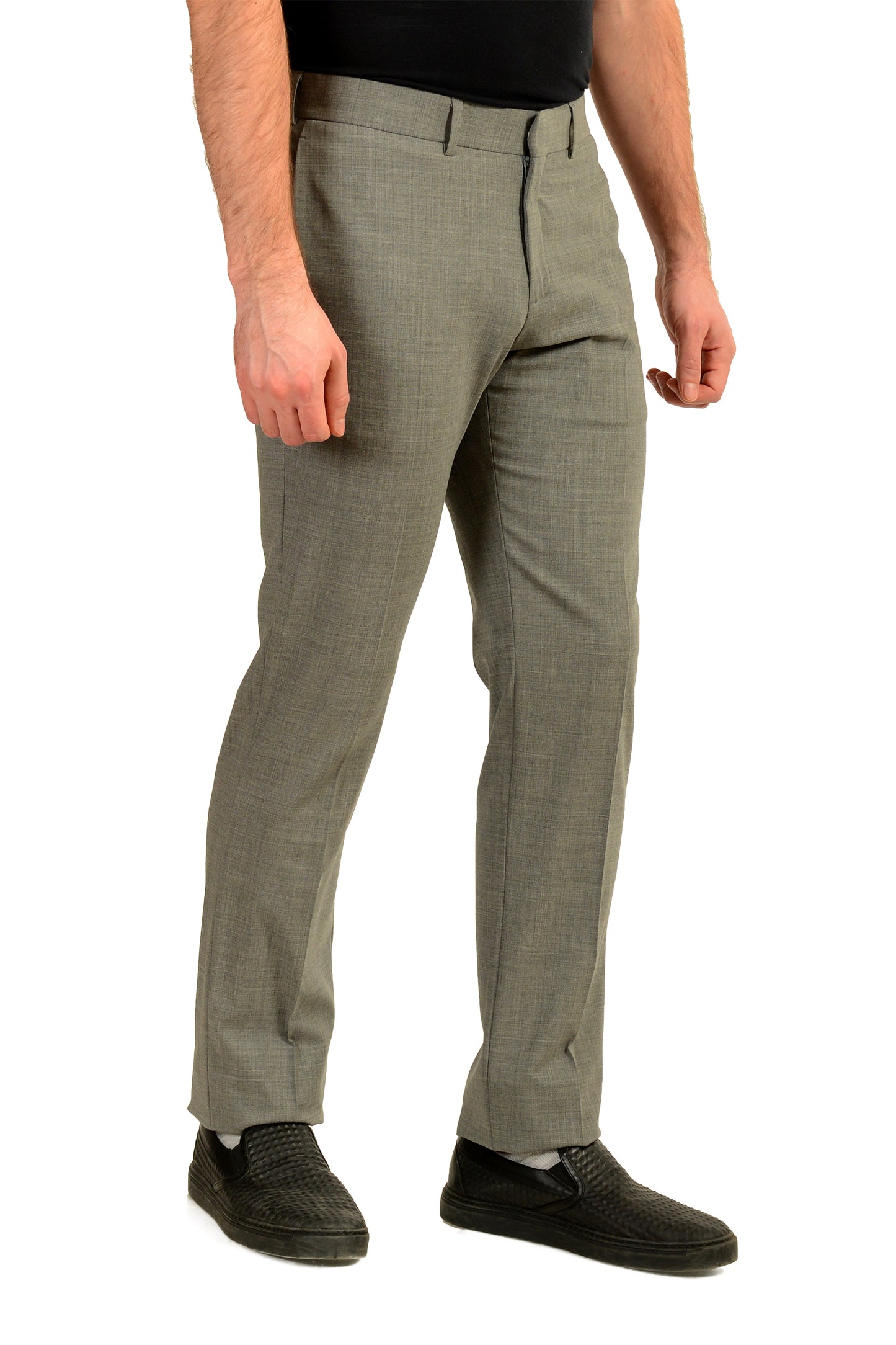 Malo Men's Gray Wool Flat Front Dress Pants US 32 IT 48