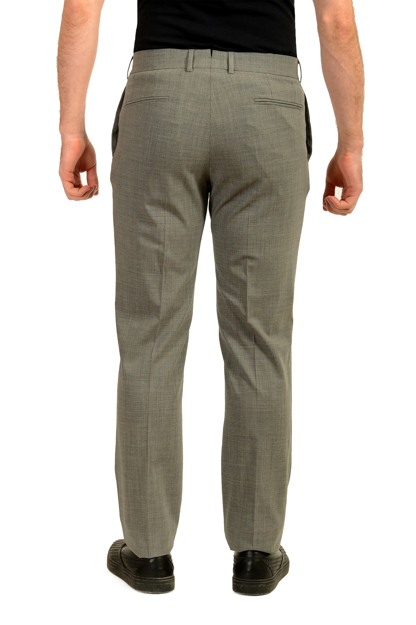 Malo Men's Gray Wool Flat Front Dress Pants US 32 IT 48