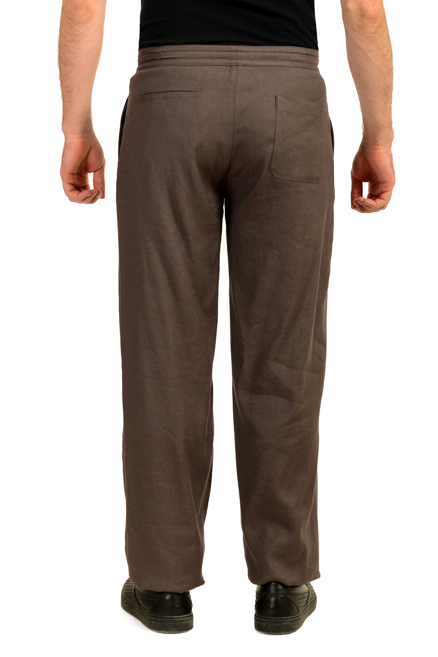 Malo Men's Gray Linen Flat Front Casual Pants US 30 IT 46