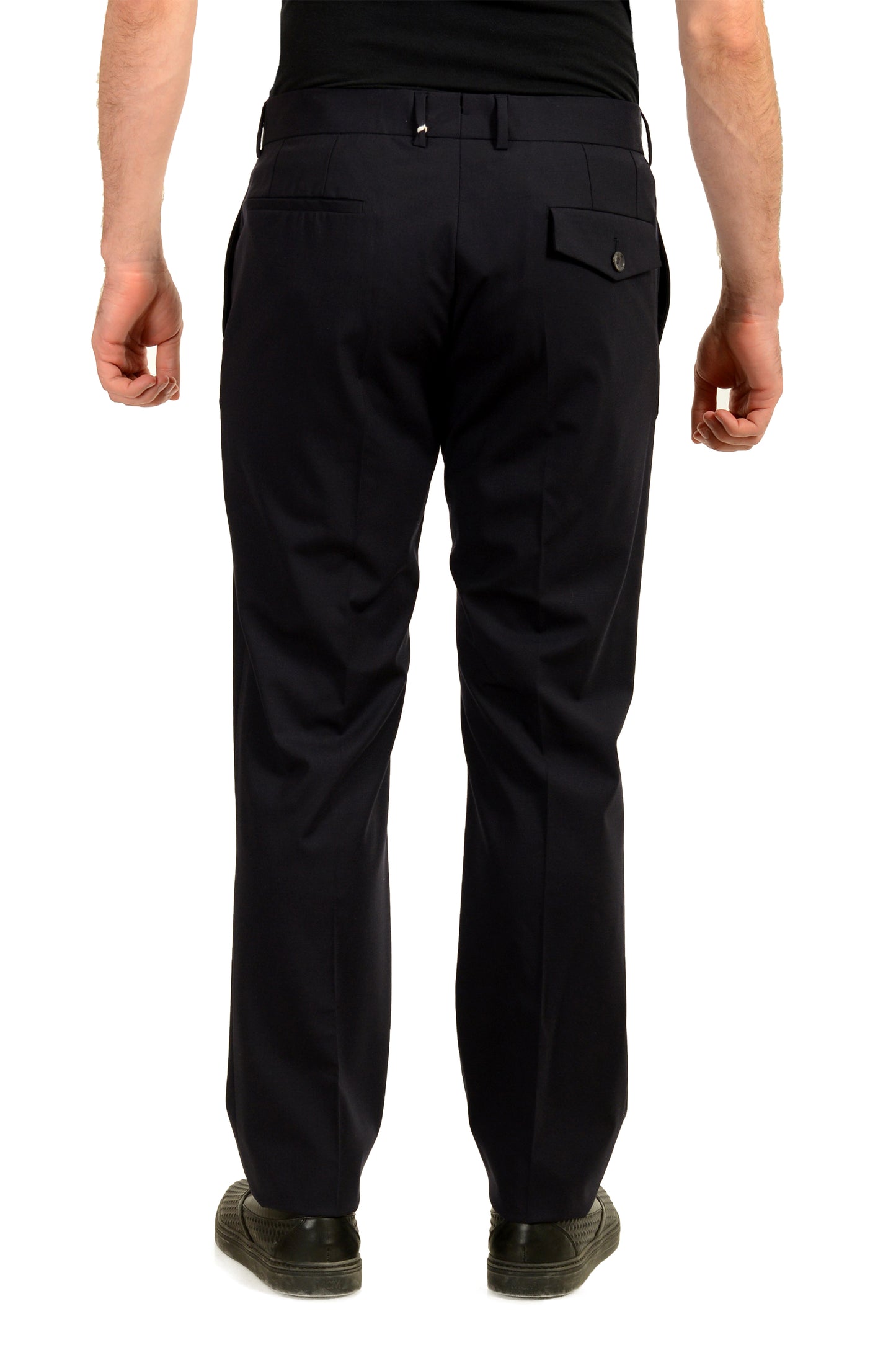 Malo Men's Navy Blue Wool Flat Front Dress Pants US 42 IT 58