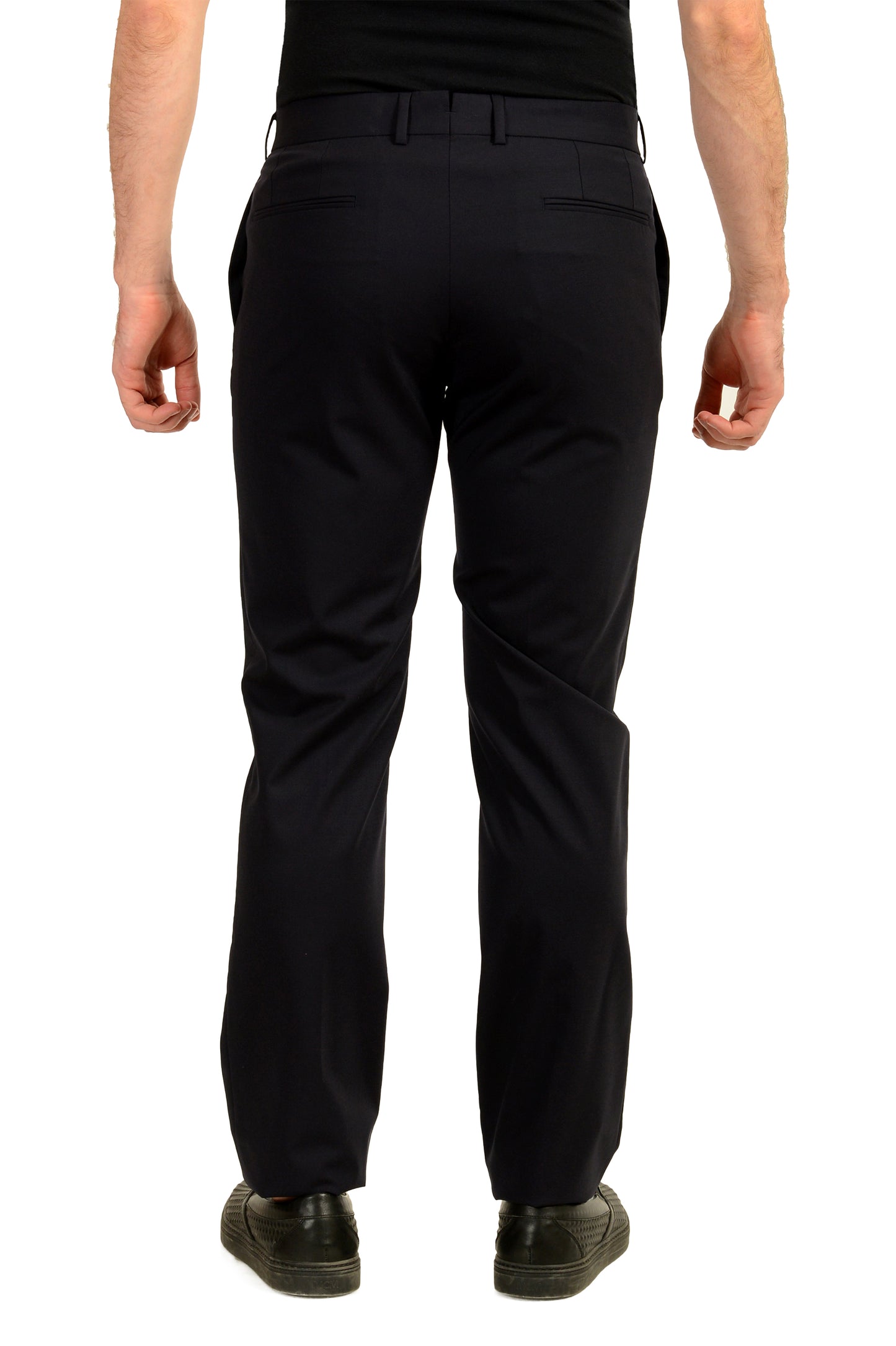 Malo Men's Navy Blue Wool Flat Front Dress Pants US 32 IT 48
