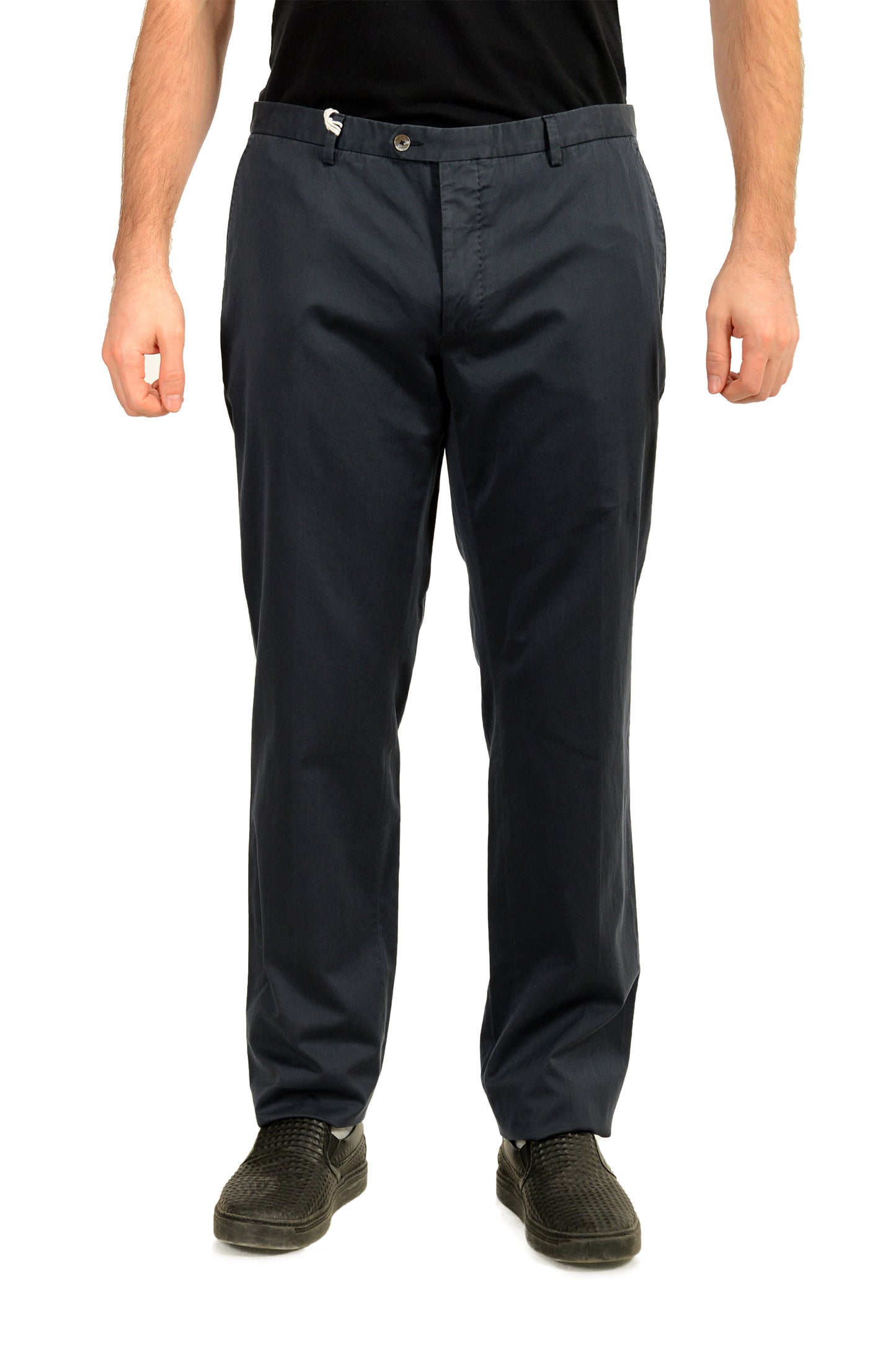 Malo Men's Navy Blue Flat Front Casual Pants US 38 IT 54