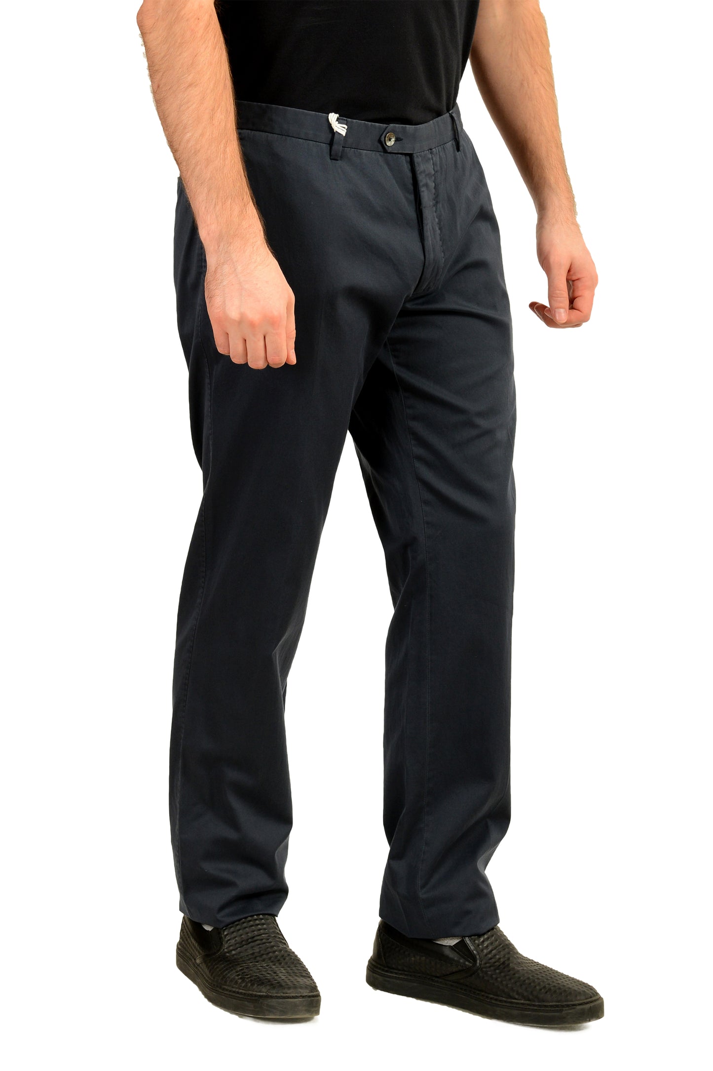 Malo Men's Navy Blue Flat Front Casual Pants US 38 IT 54