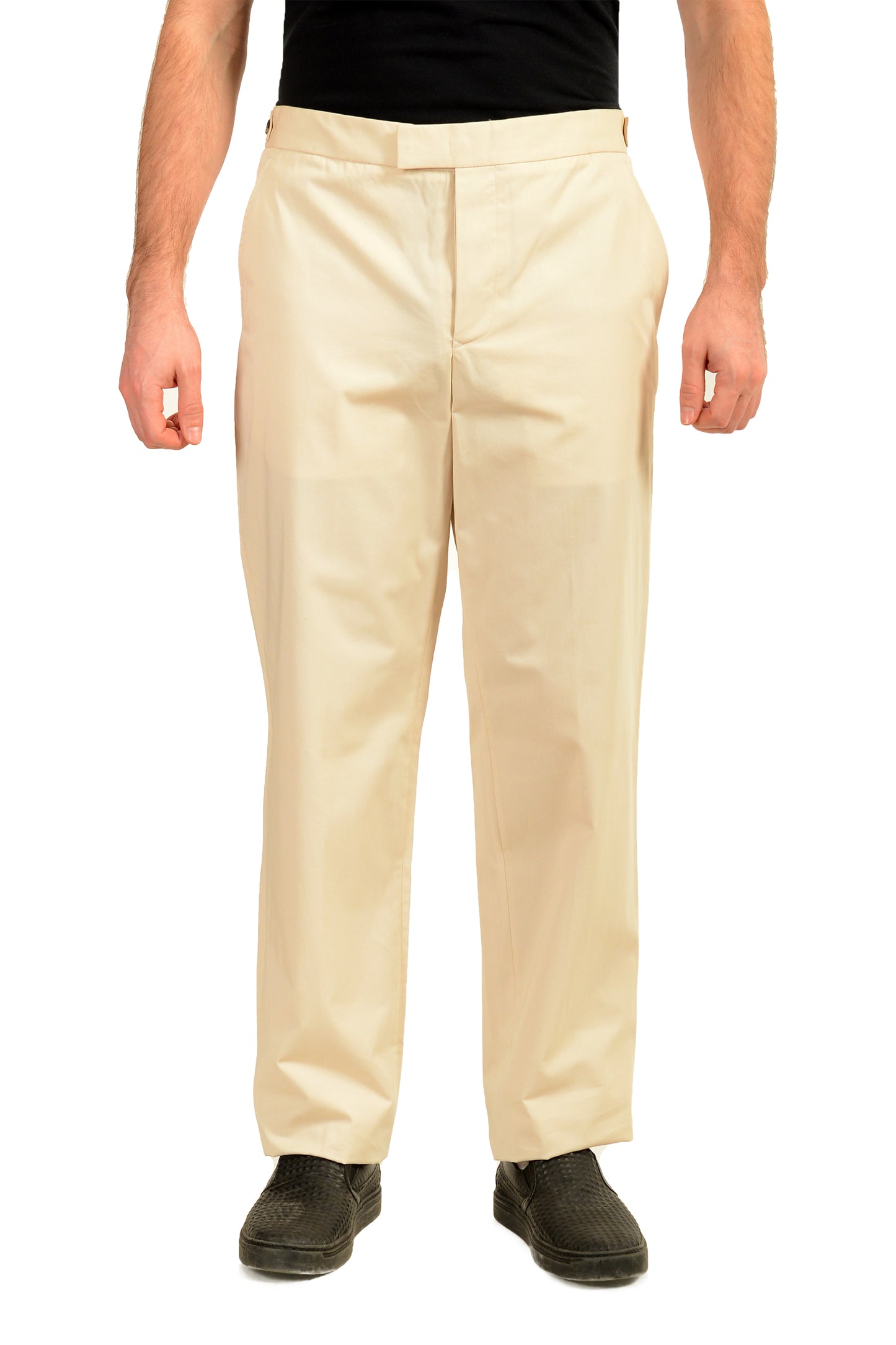 Malo Men's Ivory Flat Front Casual Pants US 38 IT 54