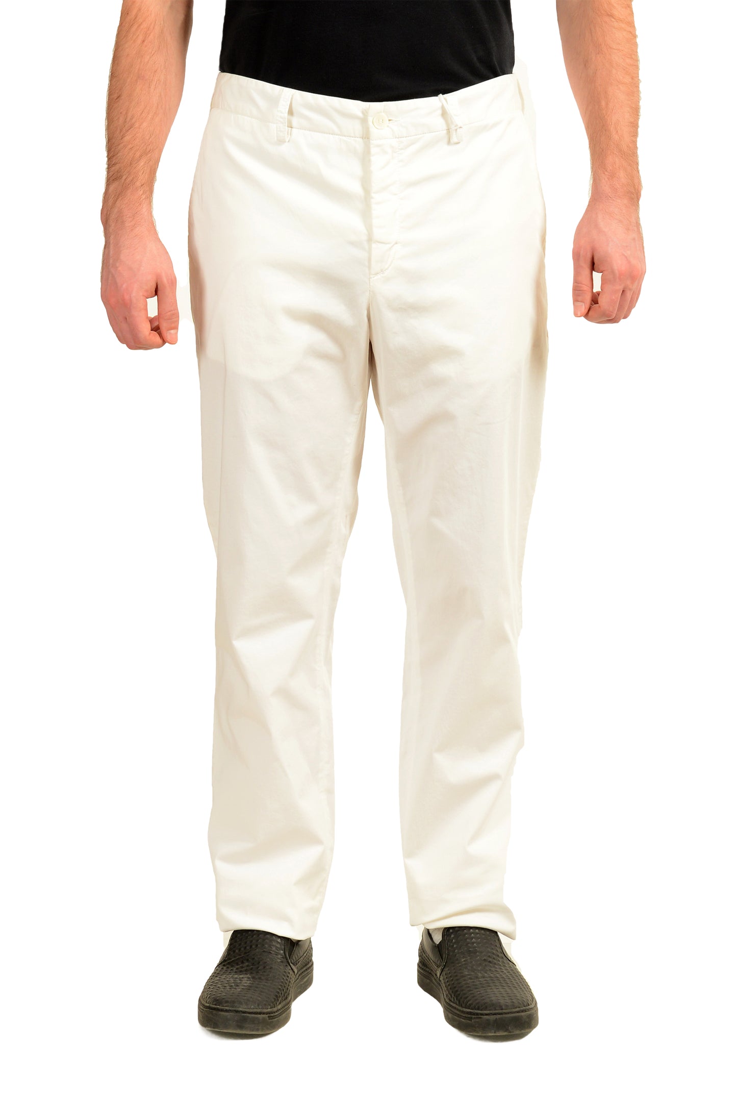 Malo Men's White Flat Front Casual Pants US 40 IT 56