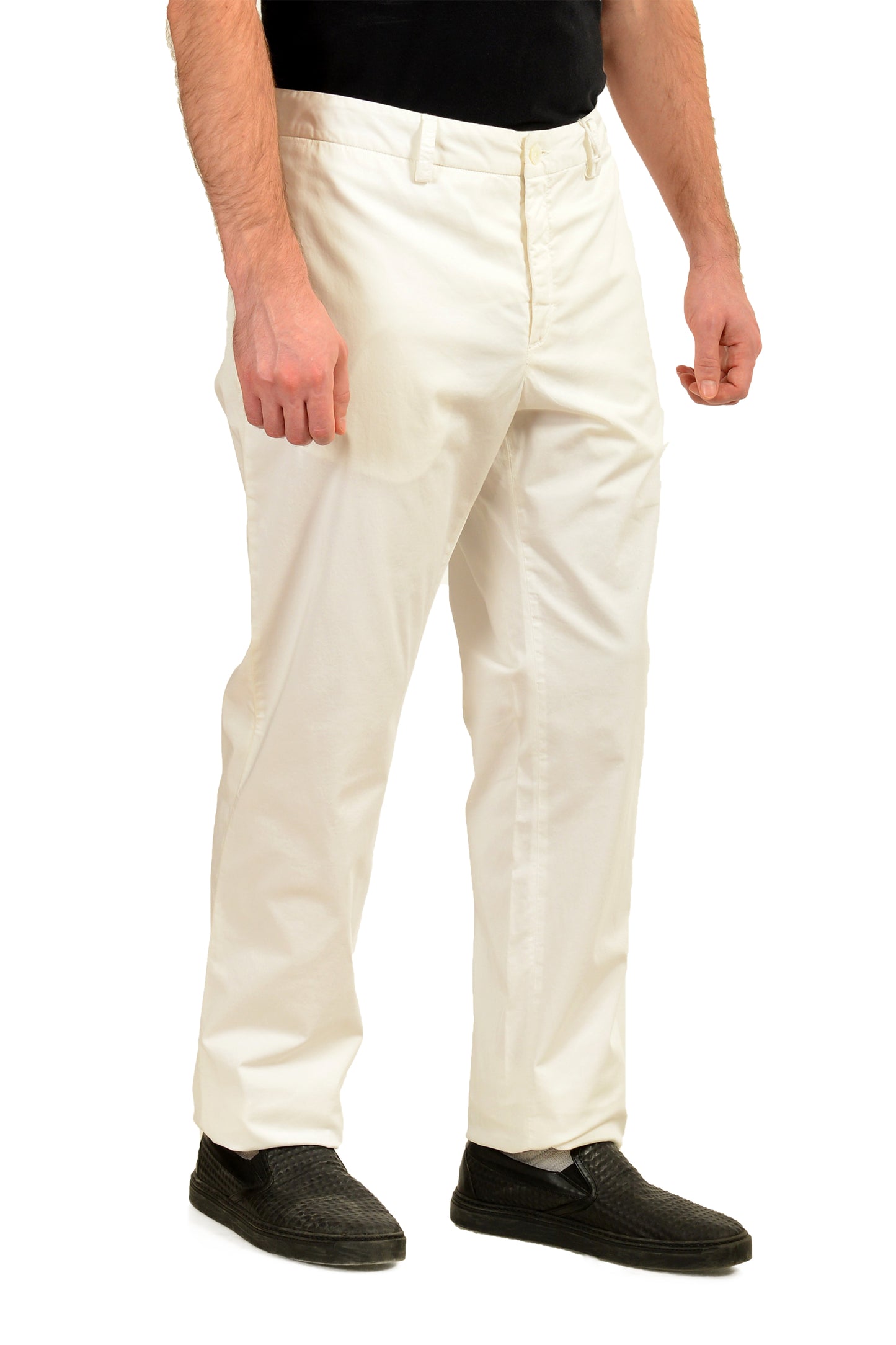 Malo Men's White Flat Front Casual Pants US 40 IT 56