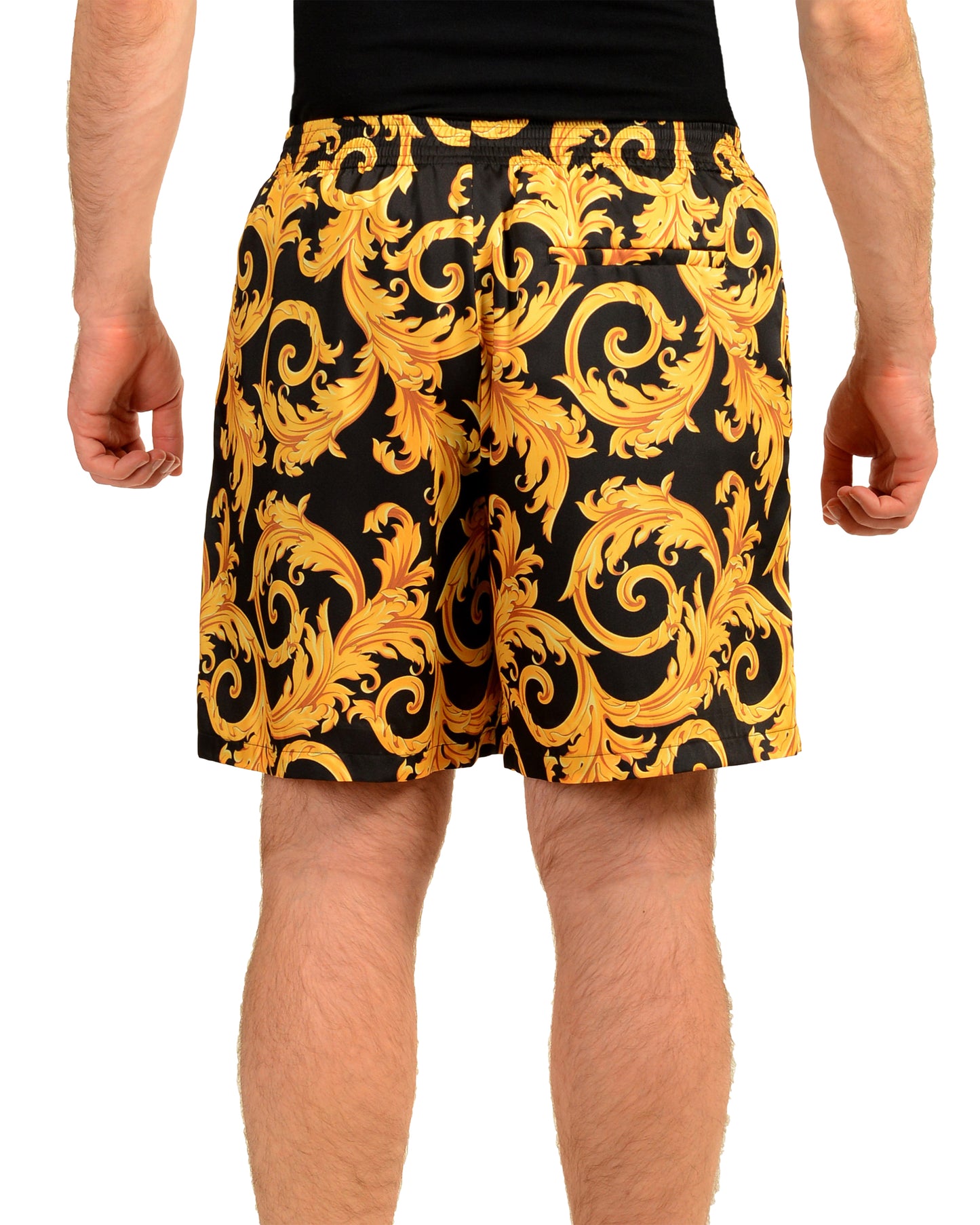 Versace Men's Barocco Print Black & Gold Casual Shorts US 36 IT 52