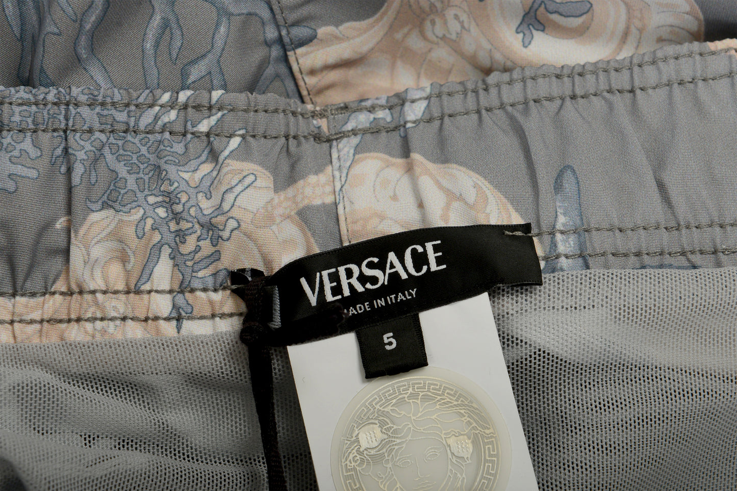 Versace Men's Gray "Coral Print" Swimwear Swim Shorts Versace sz 6 US L IT 52