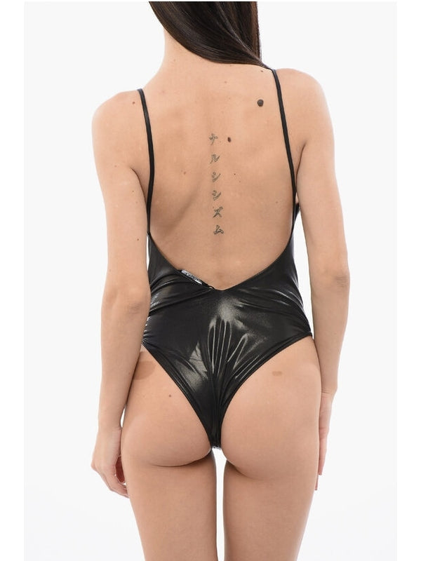 Versace Women's Sparkle Black One Piece Swimsuit Versace sz 5 US XL IT 46