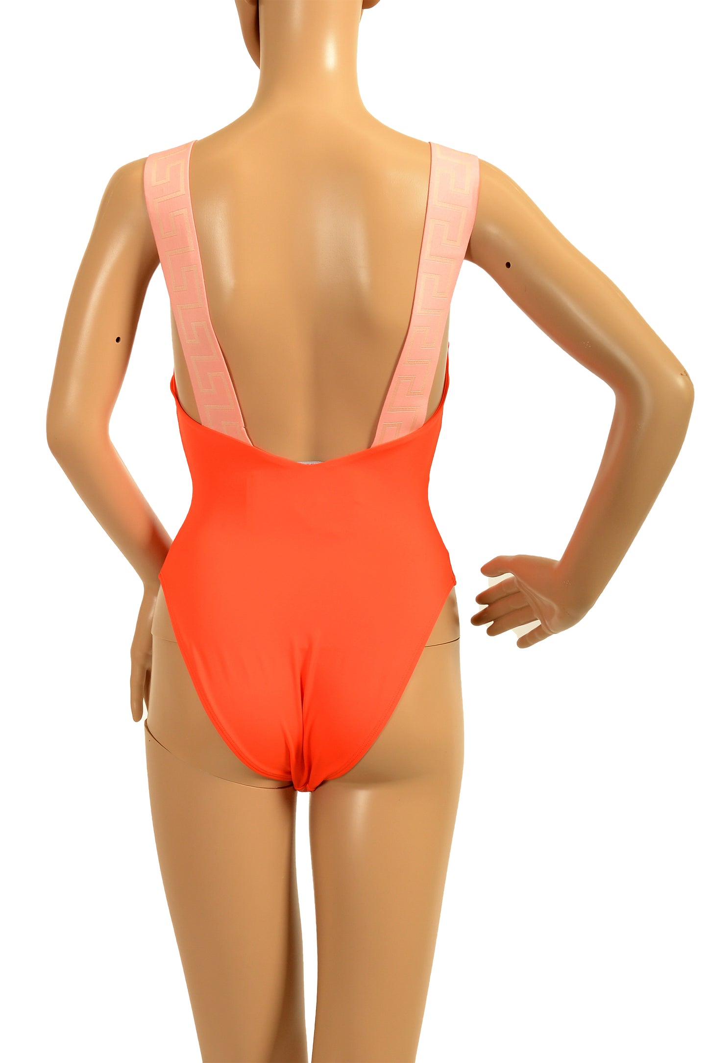 Versace Women's Greeca Border One Piece Coral Swimsuit Versace sz 1 US XS IT 38