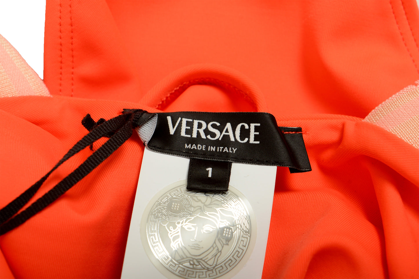Versace Women's Greeca Border One Piece Coral Swimsuit Versace sz 1 US XS IT 38