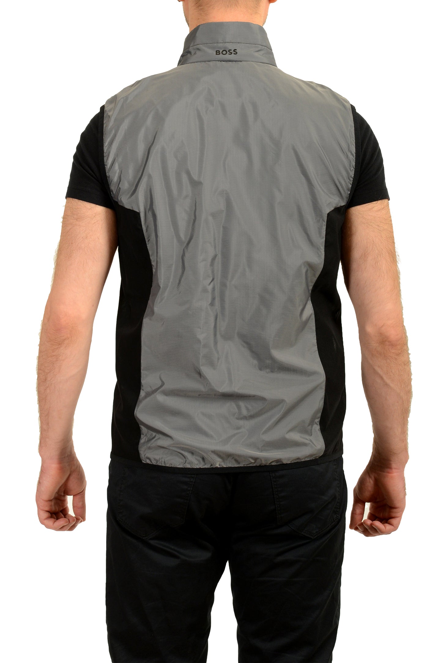 Hugo Boss Men's "V-Metropolis" Gray Shell Full Zip Vest US M IT 50