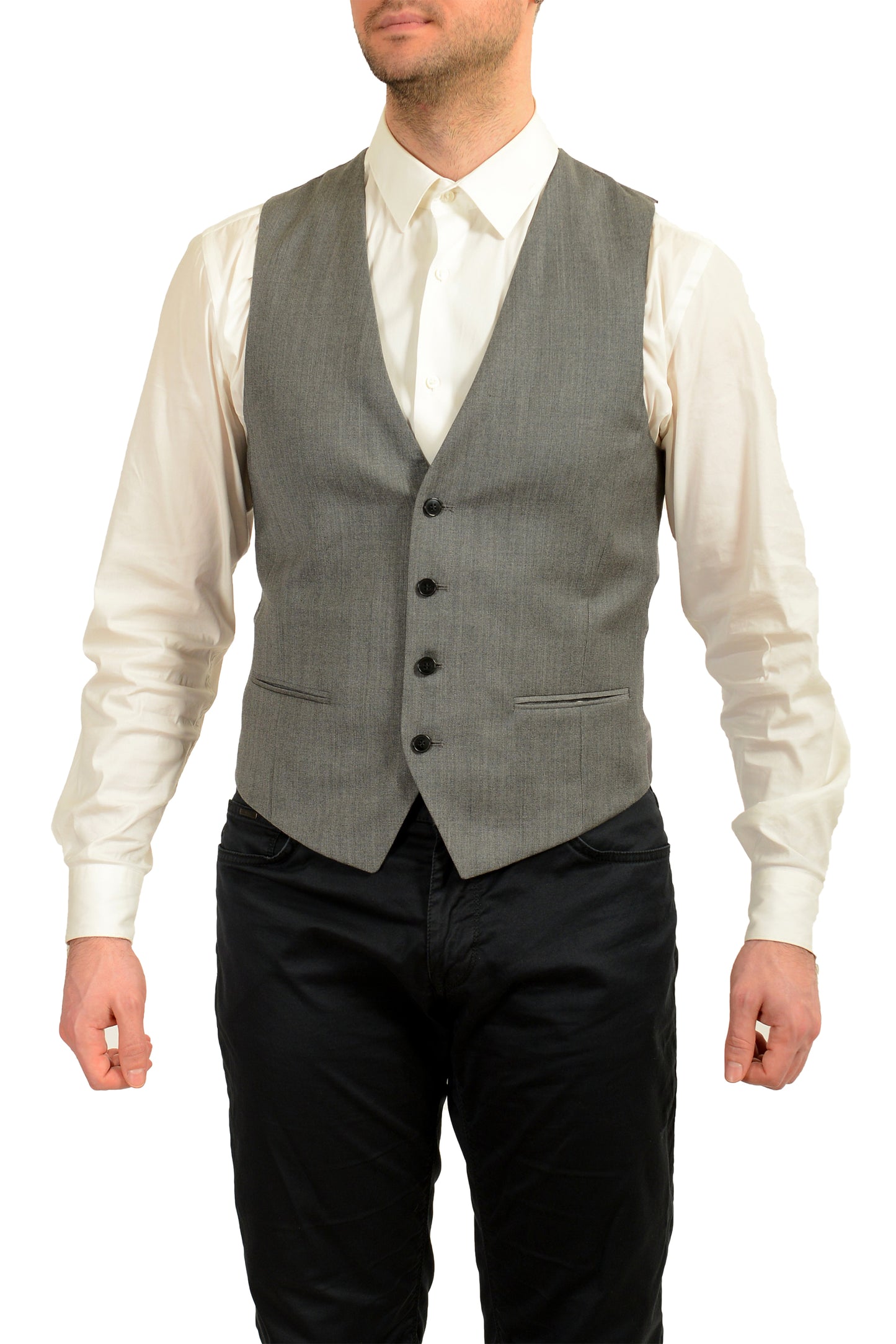 Hugo Boss Men's "Vin194" Gray 100% Wool Dress Vest US 38R IT 48R