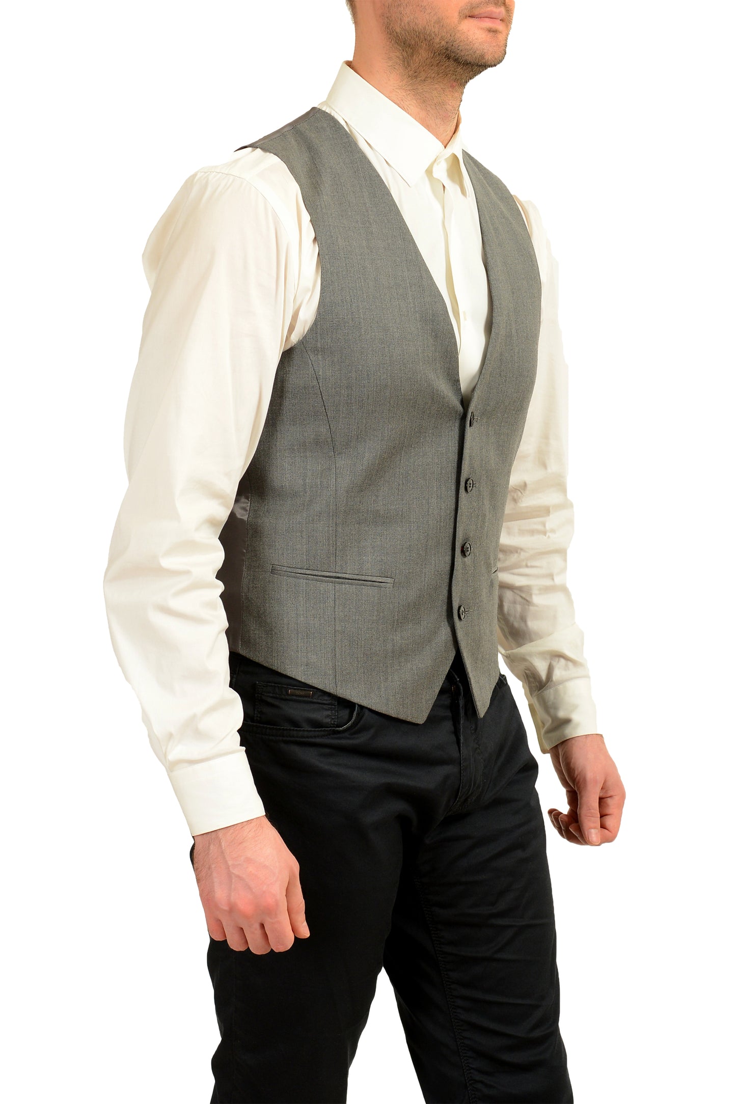 Hugo Boss Men's "Vin194" Gray 100% Wool Dress Vest US 38R IT 48R