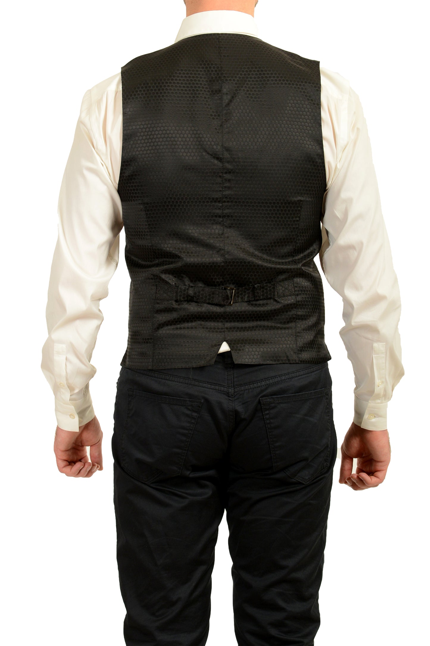Dolce & Gabbana Men's Black & White Striped Wool Dress Vest US 38 IT 48