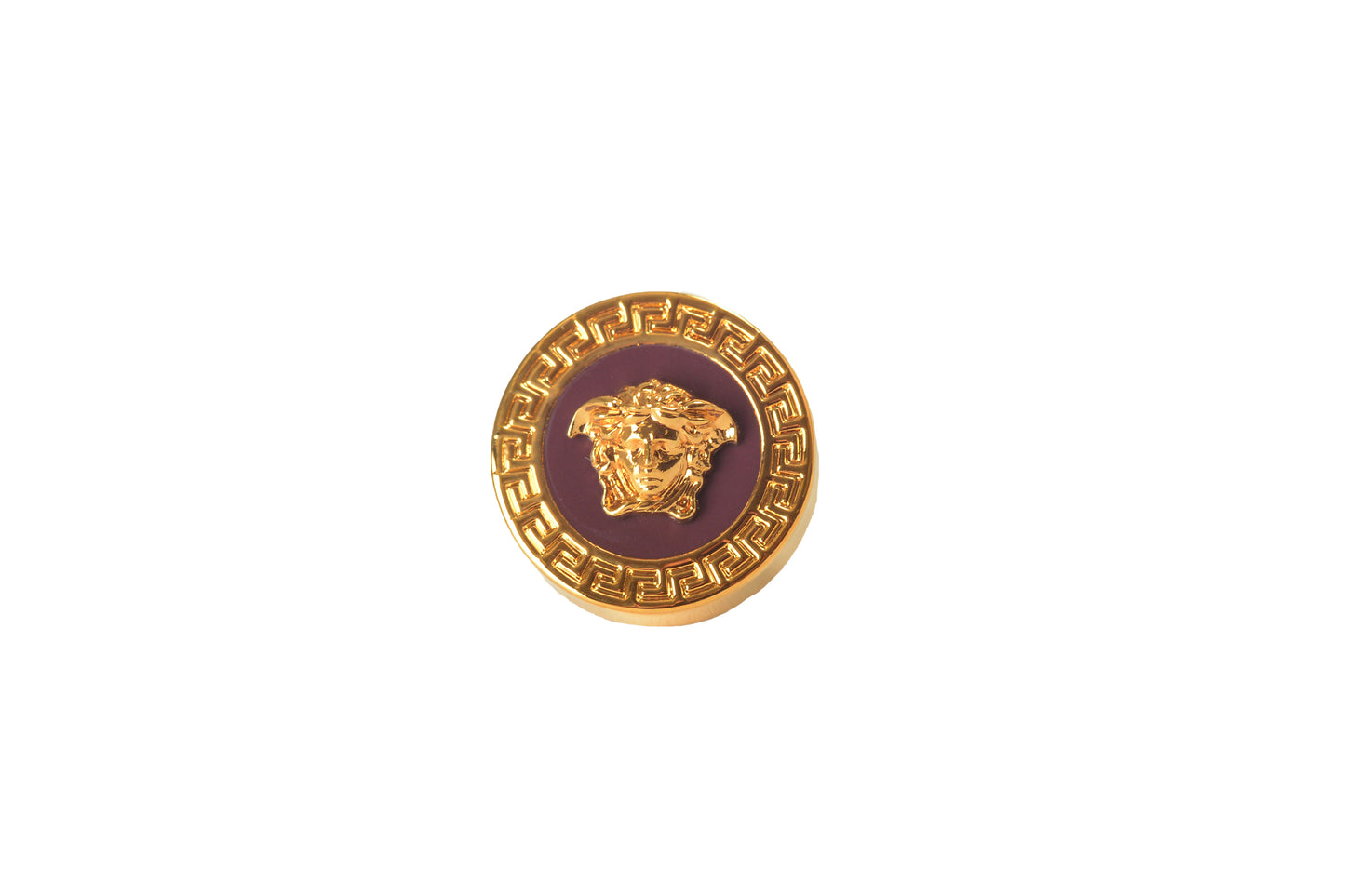 Versace Bordeaux Enamel Gold Color Metal Medusa Round Earrings
