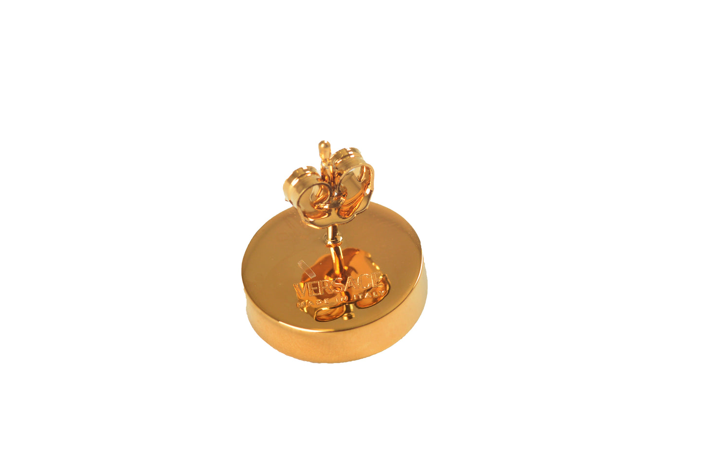 Versace Bordeaux Enamel Gold Color Metal Medusa Round Earrings