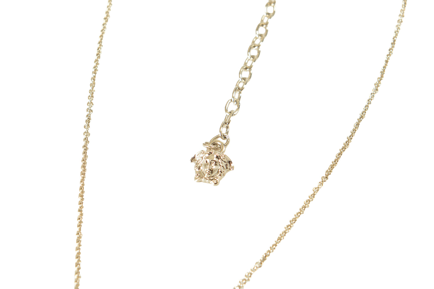 Versace Silver Color Metal & Strass Chain Necklace Pendant