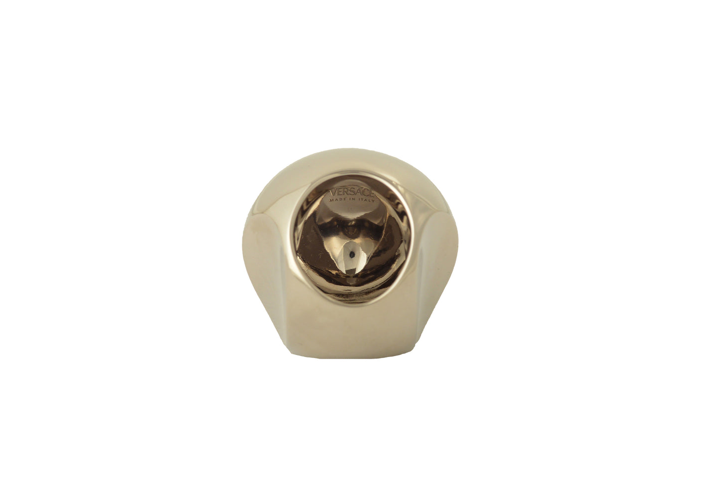 Versace Silver Color Metal Engraved Logo Statement Ring Italy Sz 13