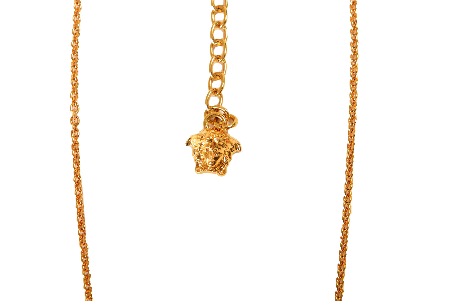 Versace Gold Color Metal Logo Engraved Necklace