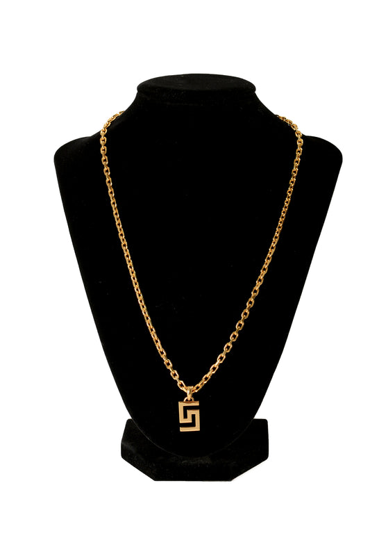 Versace Unisex Gold Color Metal Chain Necklace Pendant