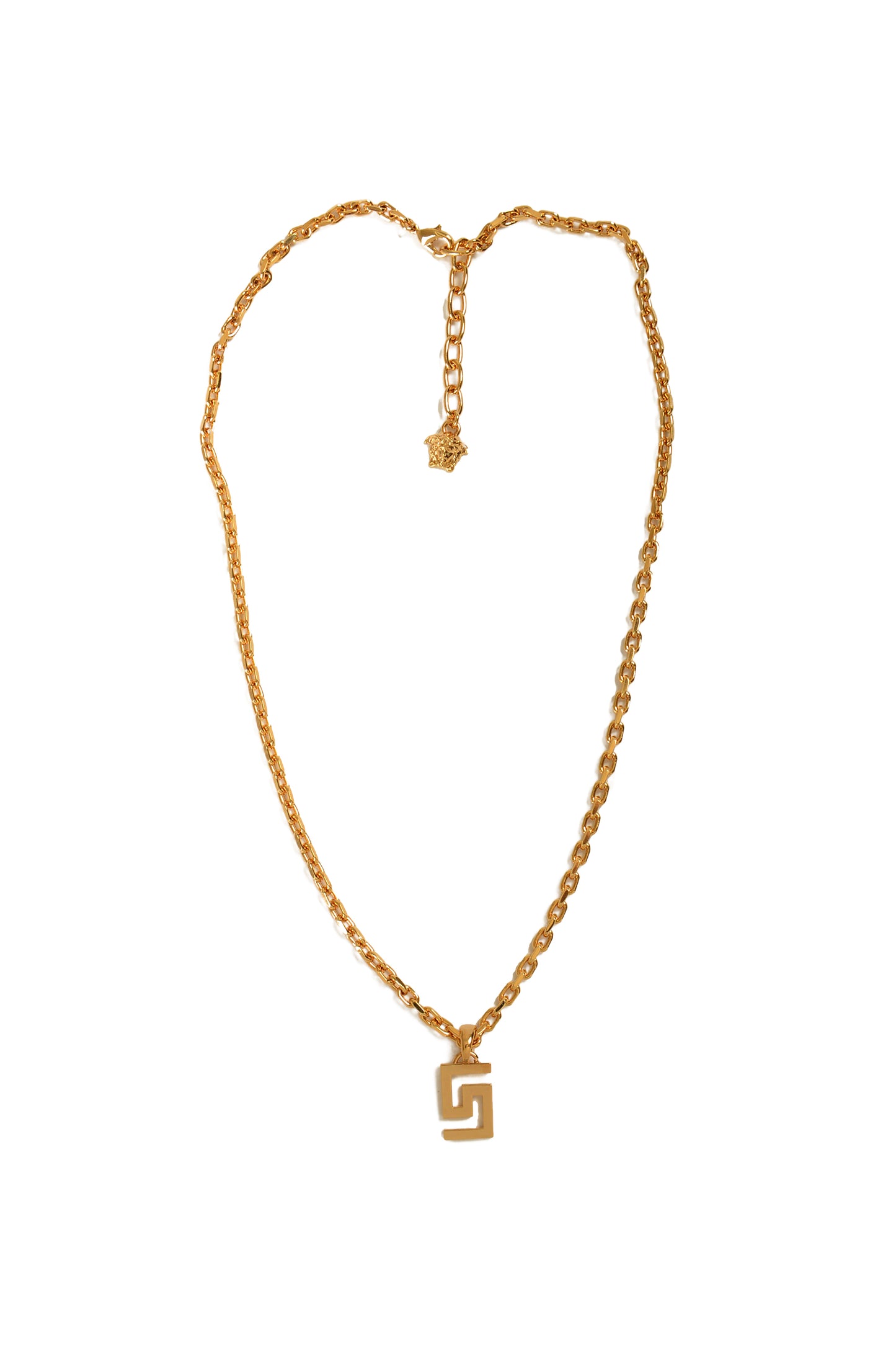 Versace Unisex Gold Color Metal Chain Necklace Pendant