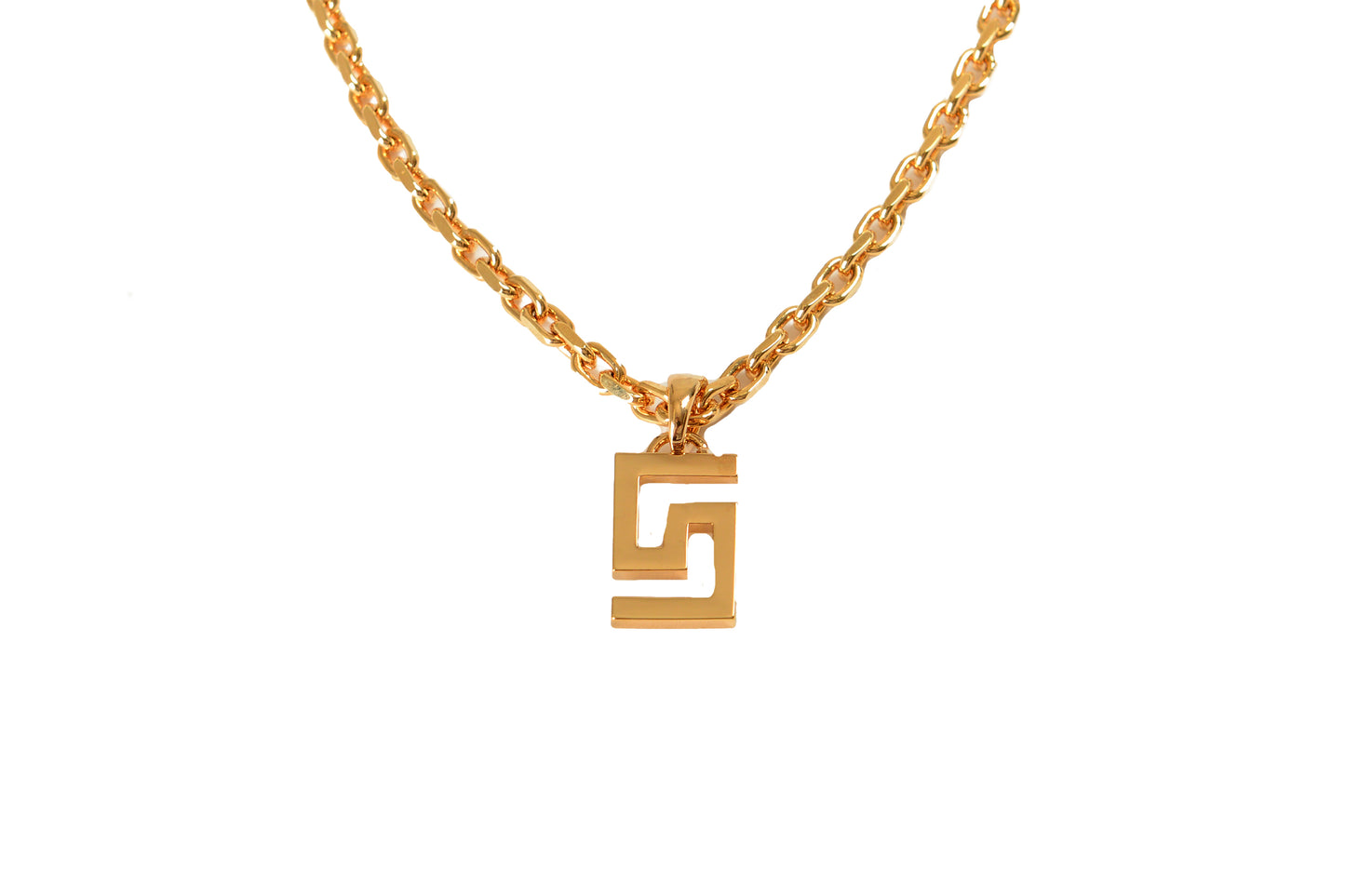 Versace Unisex Gold Color Metal Chain Necklace Pendant