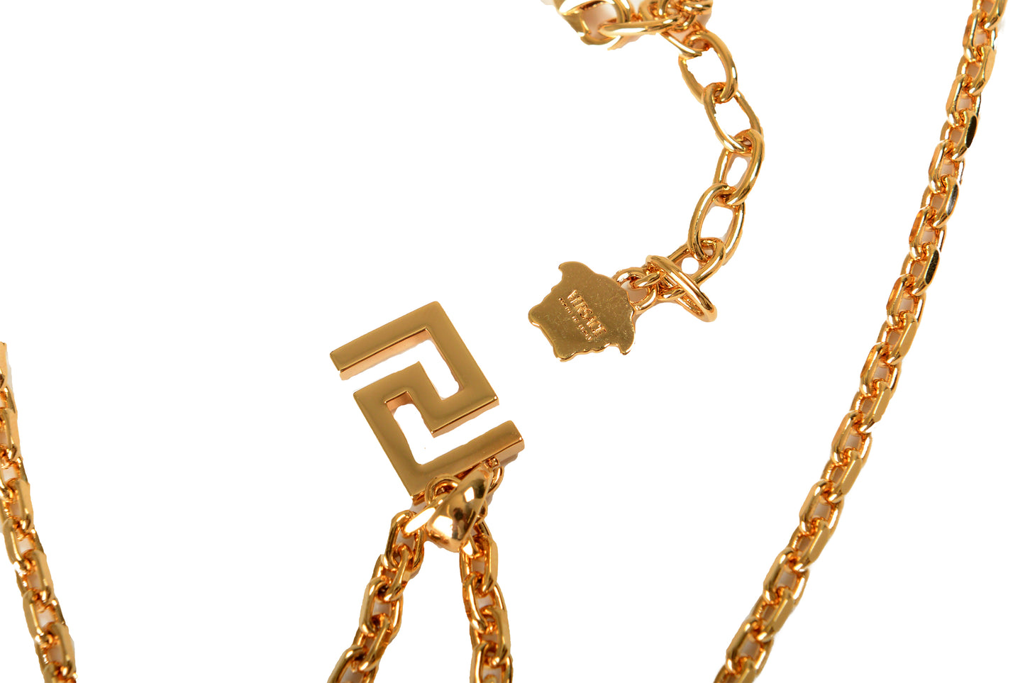 Versace Unisex Gold Color Metal Chain Necklace Pendant