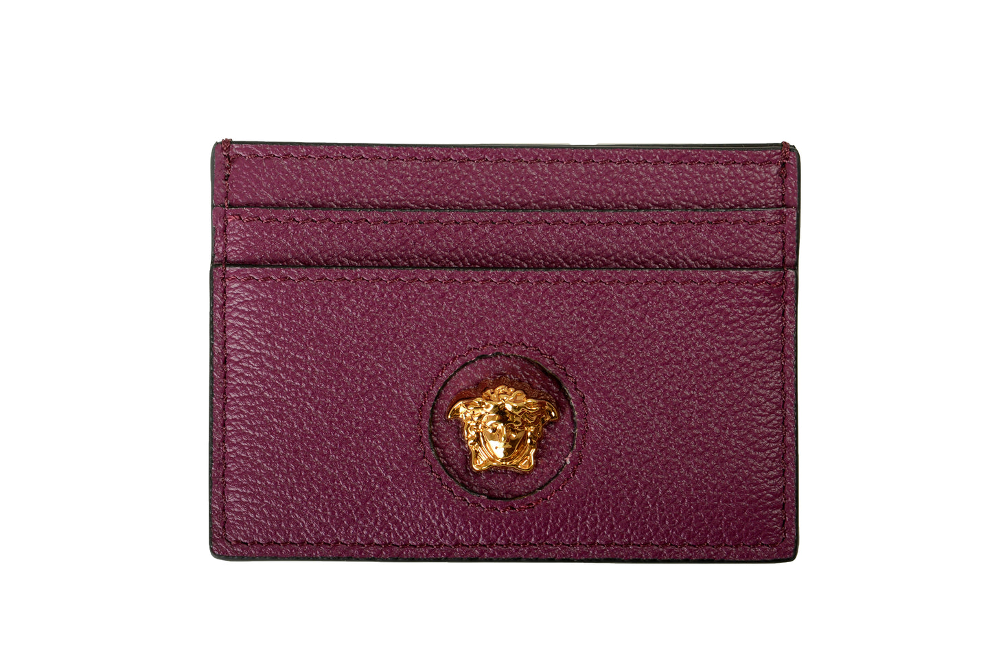 Versace Deep Purple 100% Leather Gold Medusa Card Case Holder
