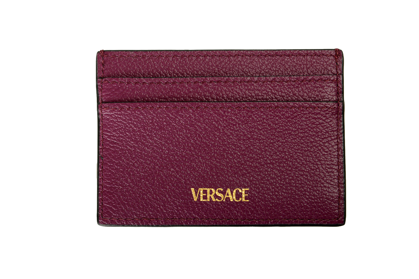 Versace Deep Purple 100% Leather Gold Medusa Card Case Holder