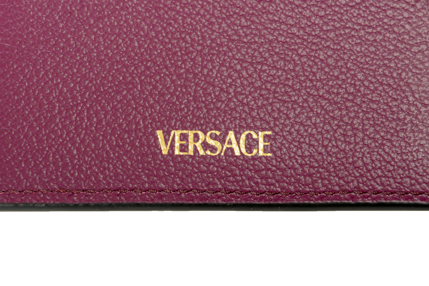 Versace Deep Purple 100% Leather Gold Medusa Card Case Holder