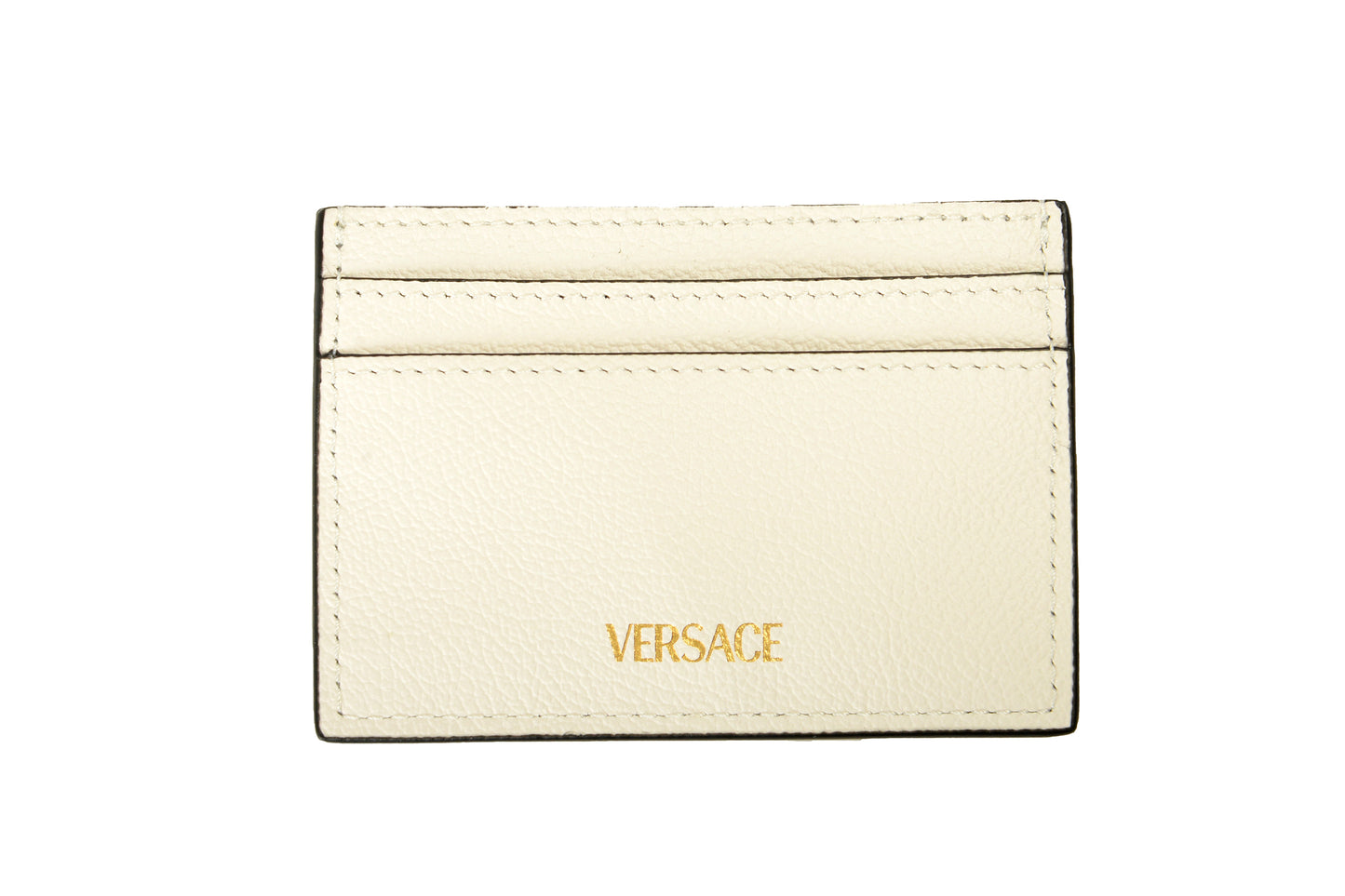 Versace White 100% Leather Gold Medusa Card Case Holder