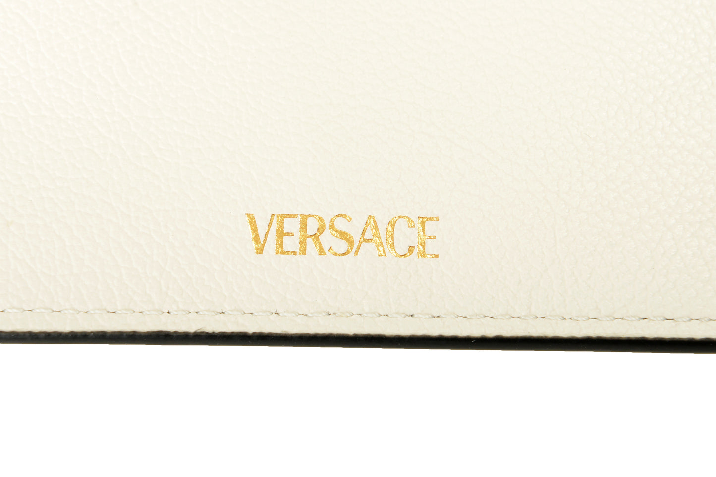 Versace White 100% Leather Gold Medusa Card Case Holder