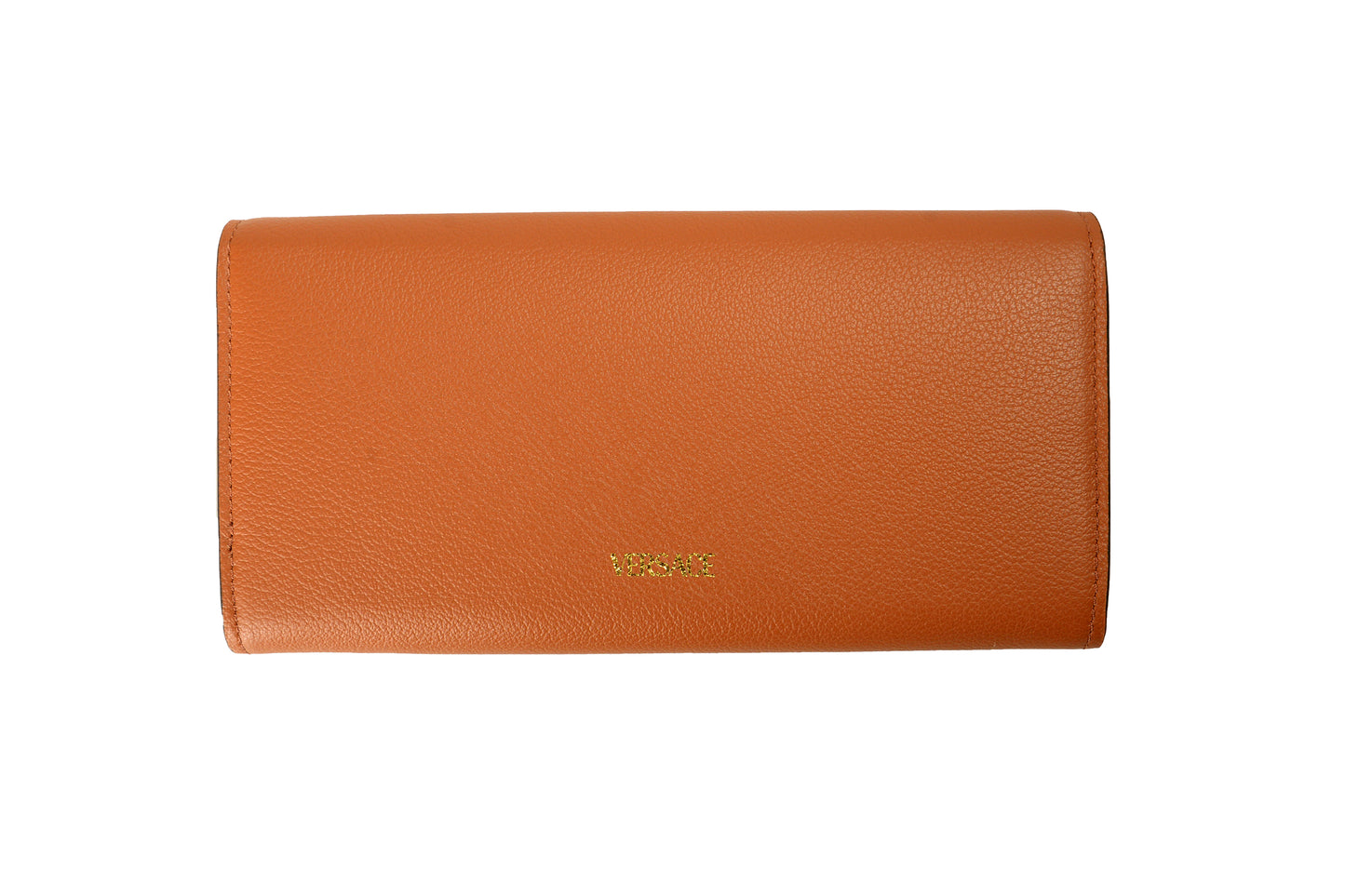 Versace Women's Brown 100% Pebbled Leather Gold Medusa Wallet