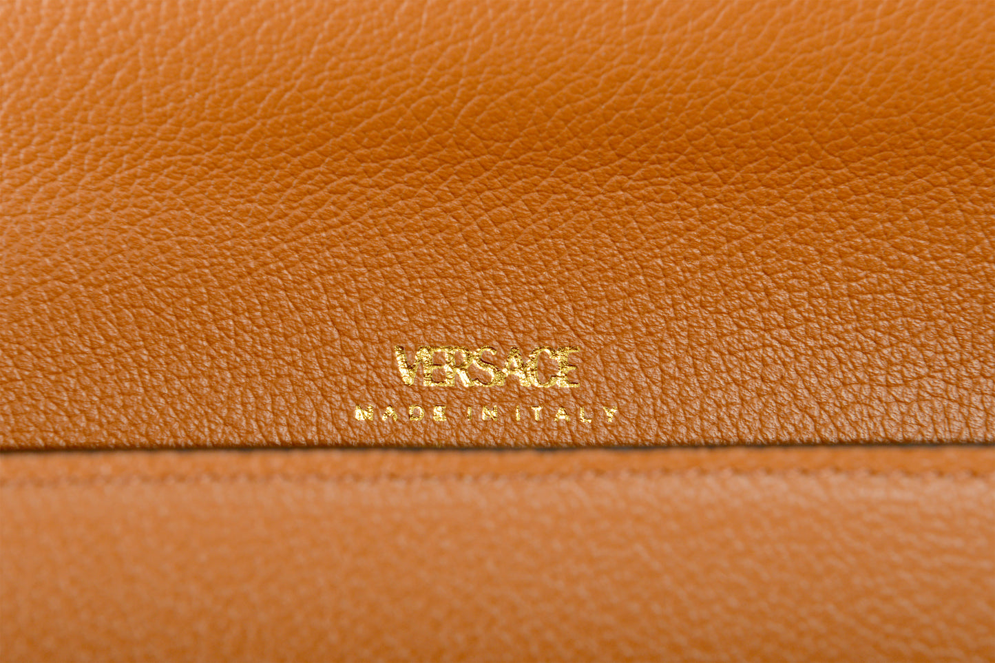 Versace Women's Brown 100% Pebbled Leather Gold Medusa Wallet