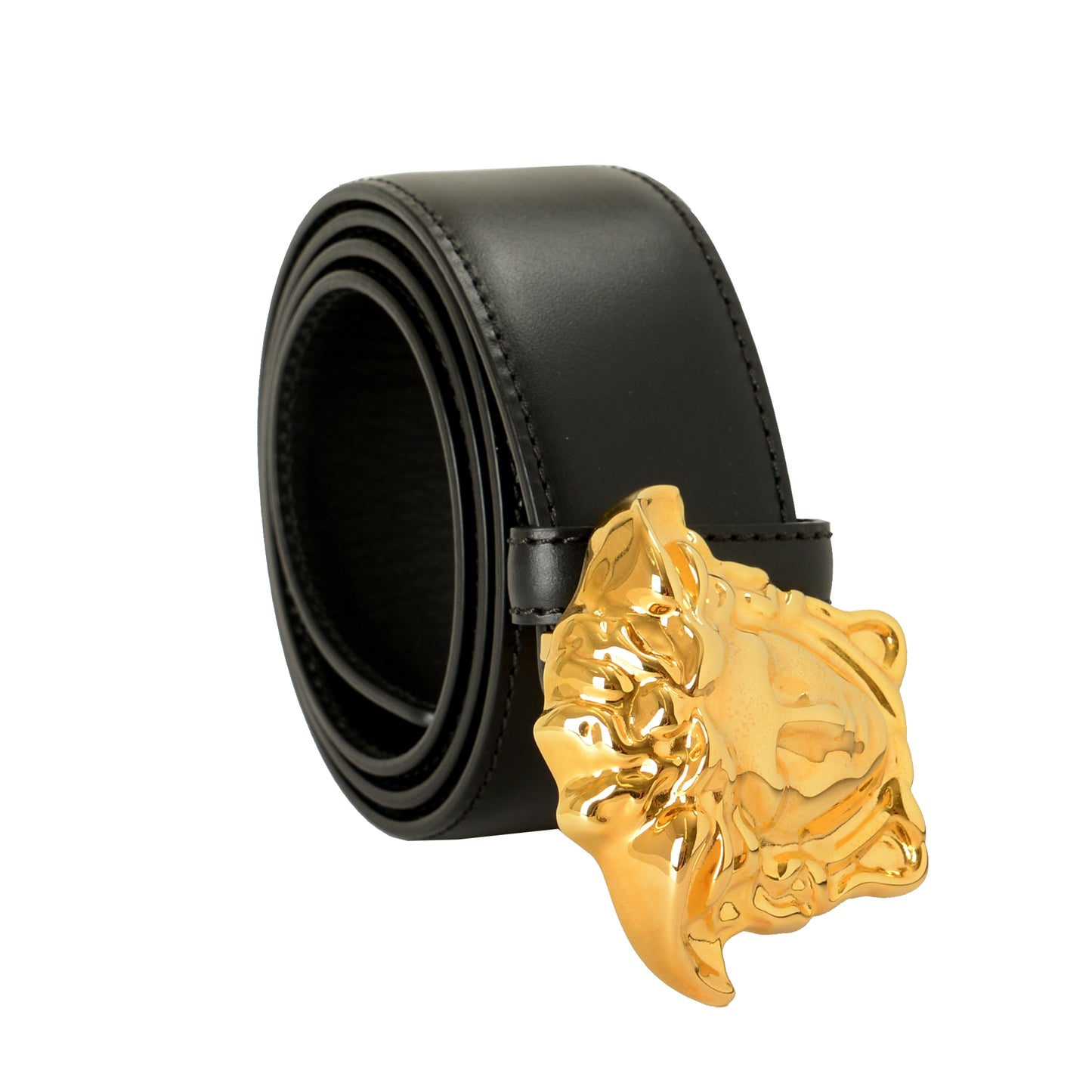 Versace Black 100% Leather Gold Medusa Head Decorated Belt US 32 IT 80