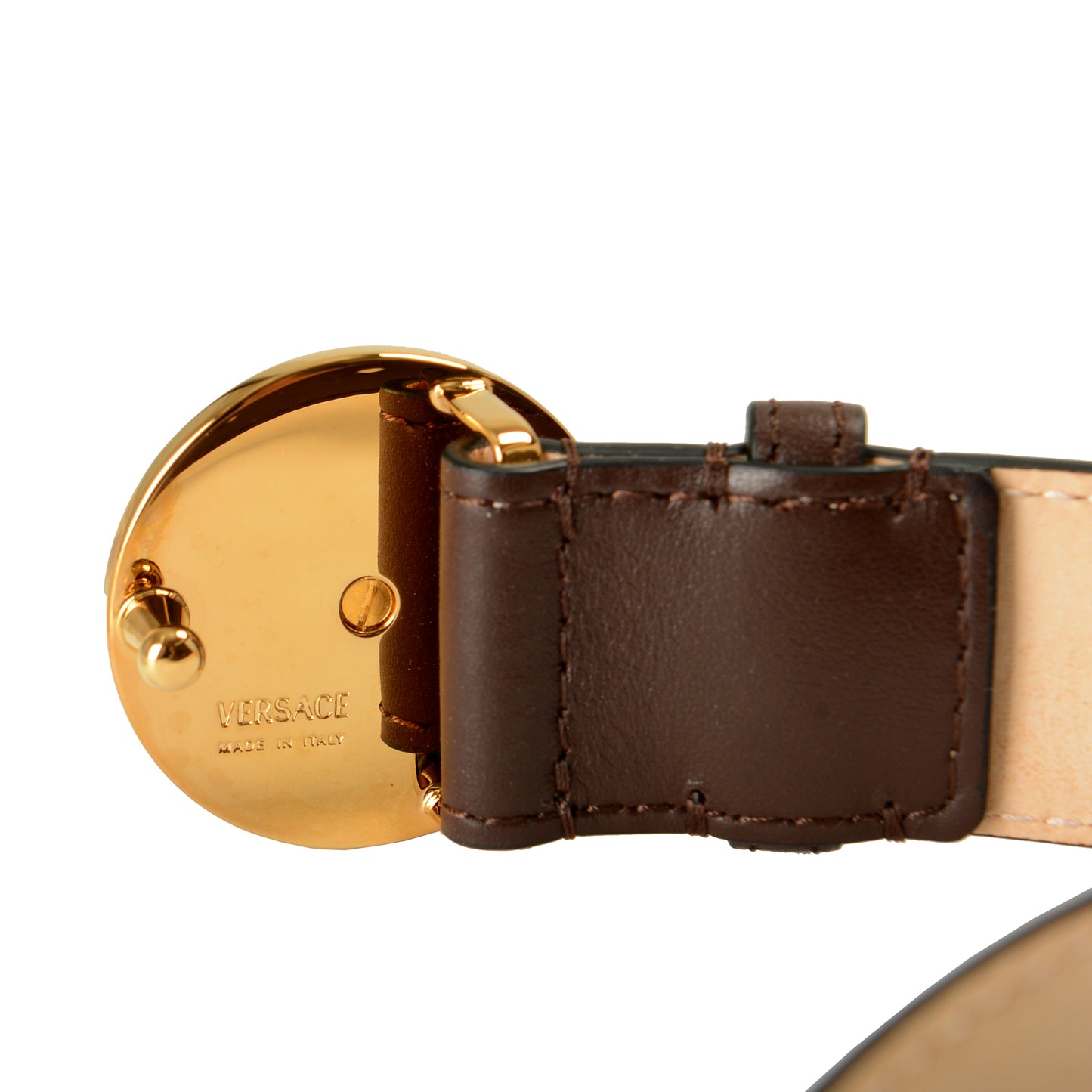 Versace Brown 100% Leather Gold Medusa Head Decorated Belt US 26 IT 65
