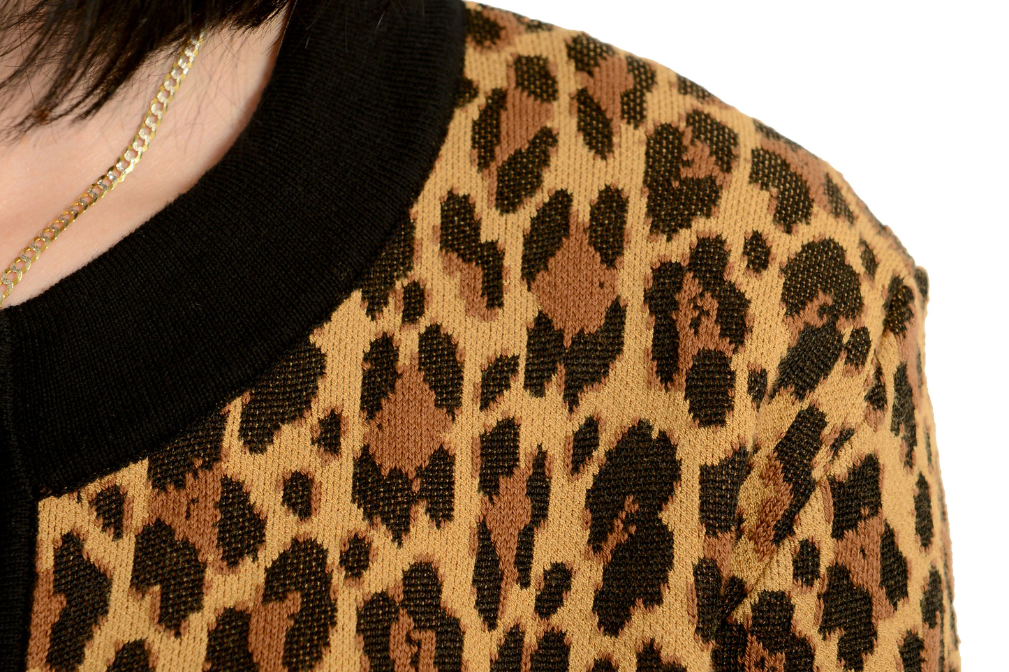 Versace Women's Leopard Jacquard Knit Cardigan Sweater US M IT 42