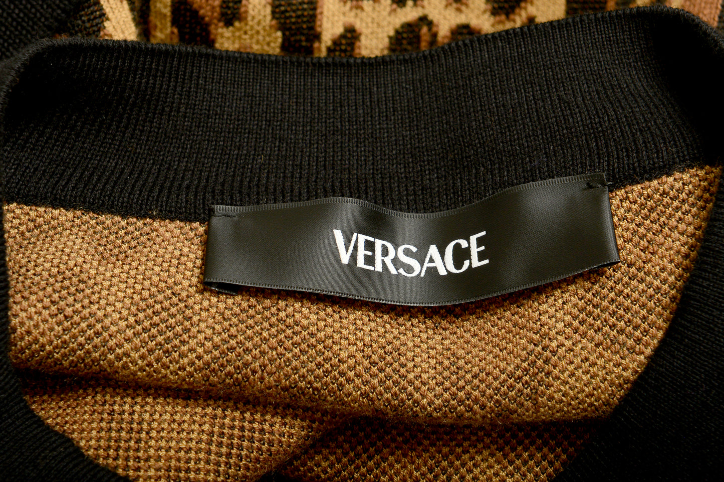 Versace Women's Leopard Jacquard Knit Cardigan Sweater US M IT 42