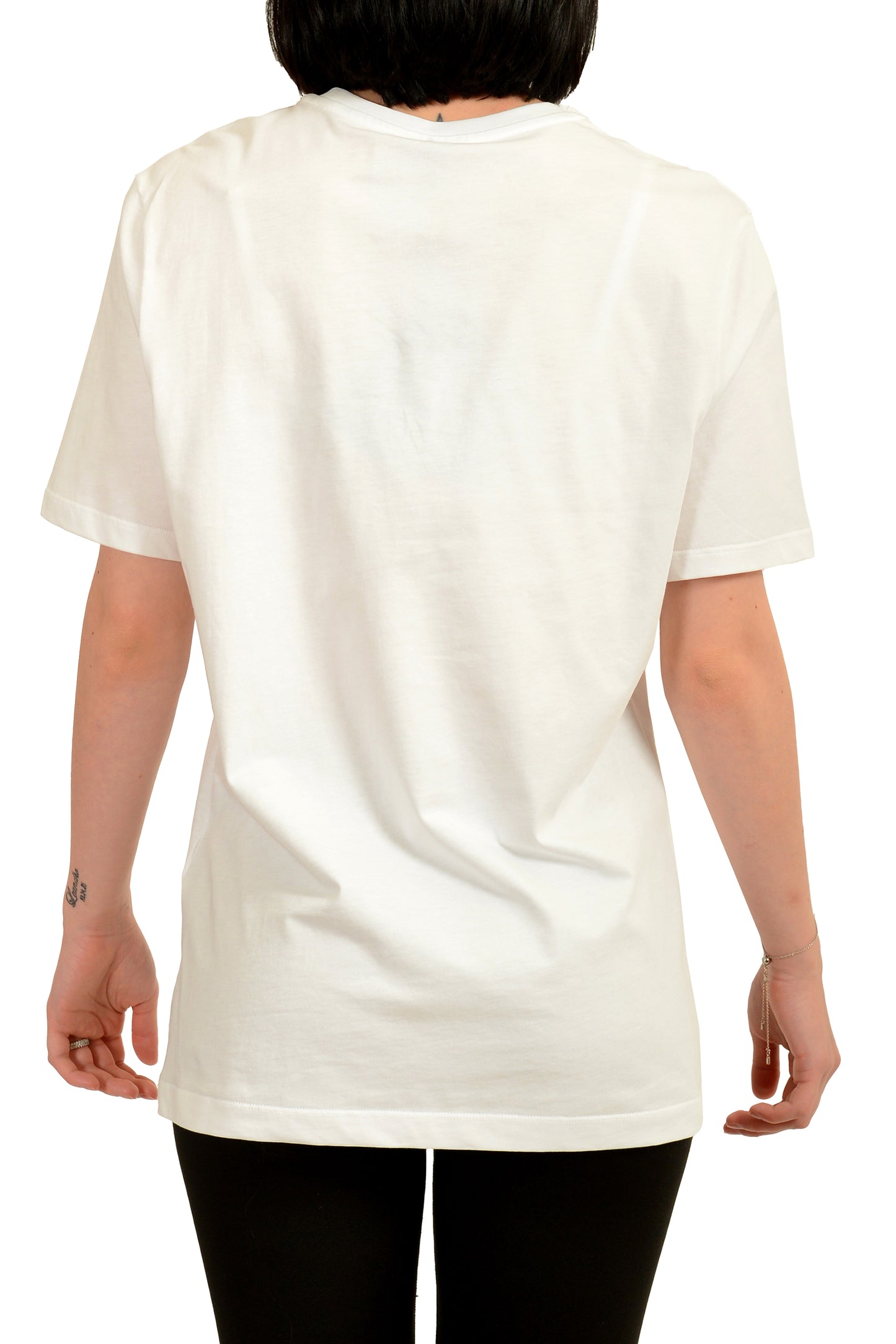 Versace Women's White & Gold Medusa Head Logo Crewneck T-Shirt US M IT 42