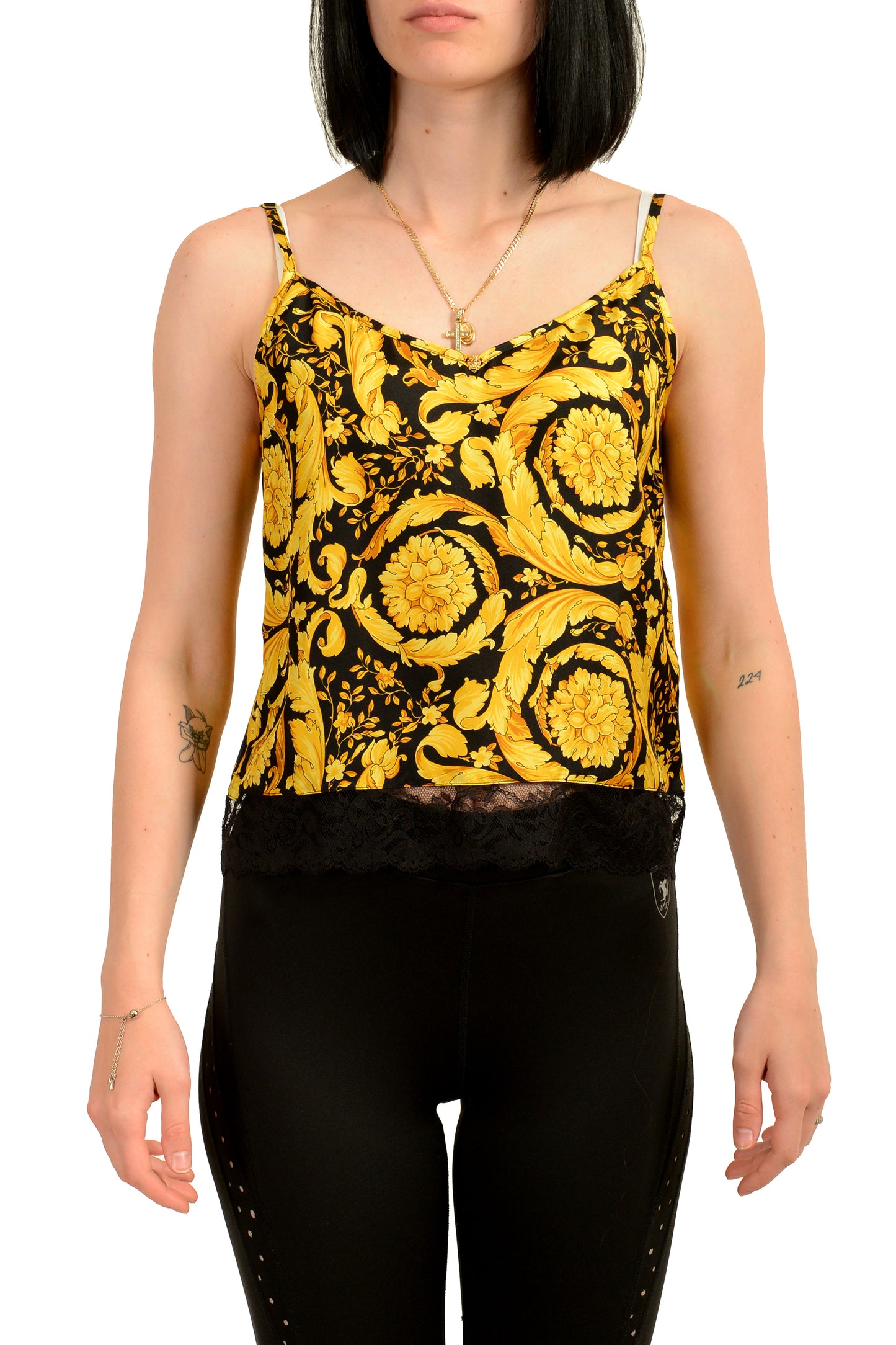 Versace Women's Barocco Print Top Silk Underwear Blouse Versace Sz 1 US XS IT 38