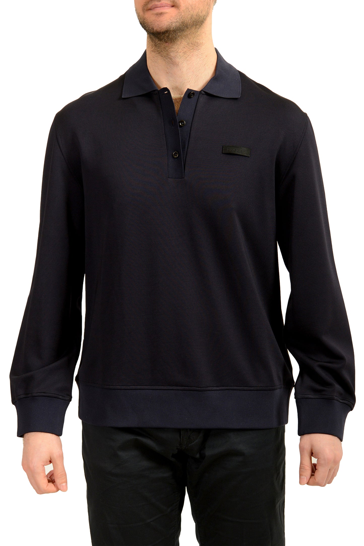 Scuderia Ferrari Men's Navy Blue Long Sleeve Polo Shirt Sweater US M IT 50