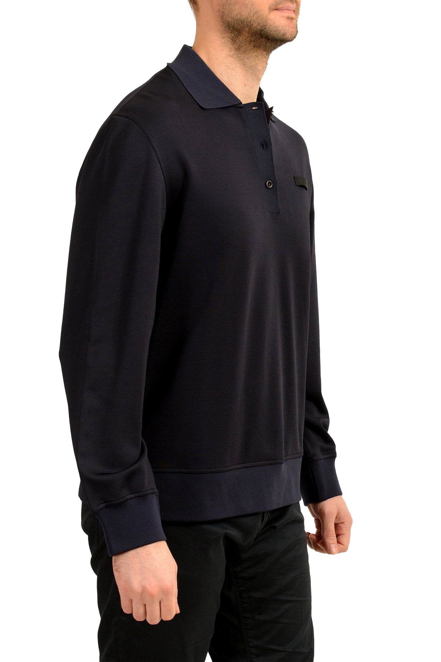 Scuderia Ferrari Men's Navy Blue Long Sleeve Polo Shirt Sweater US M IT 50