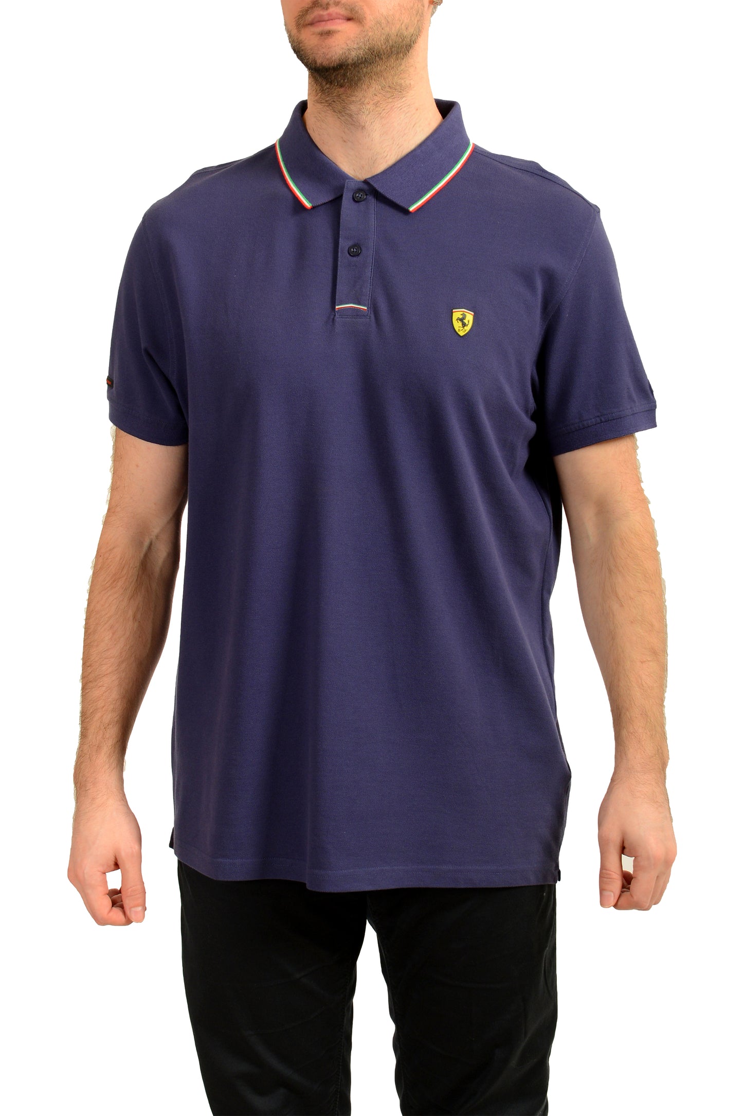 Scuderia Ferrari Men's Blue Regular Fit Short Sleeve Polo Shirt US 2XL IT 56